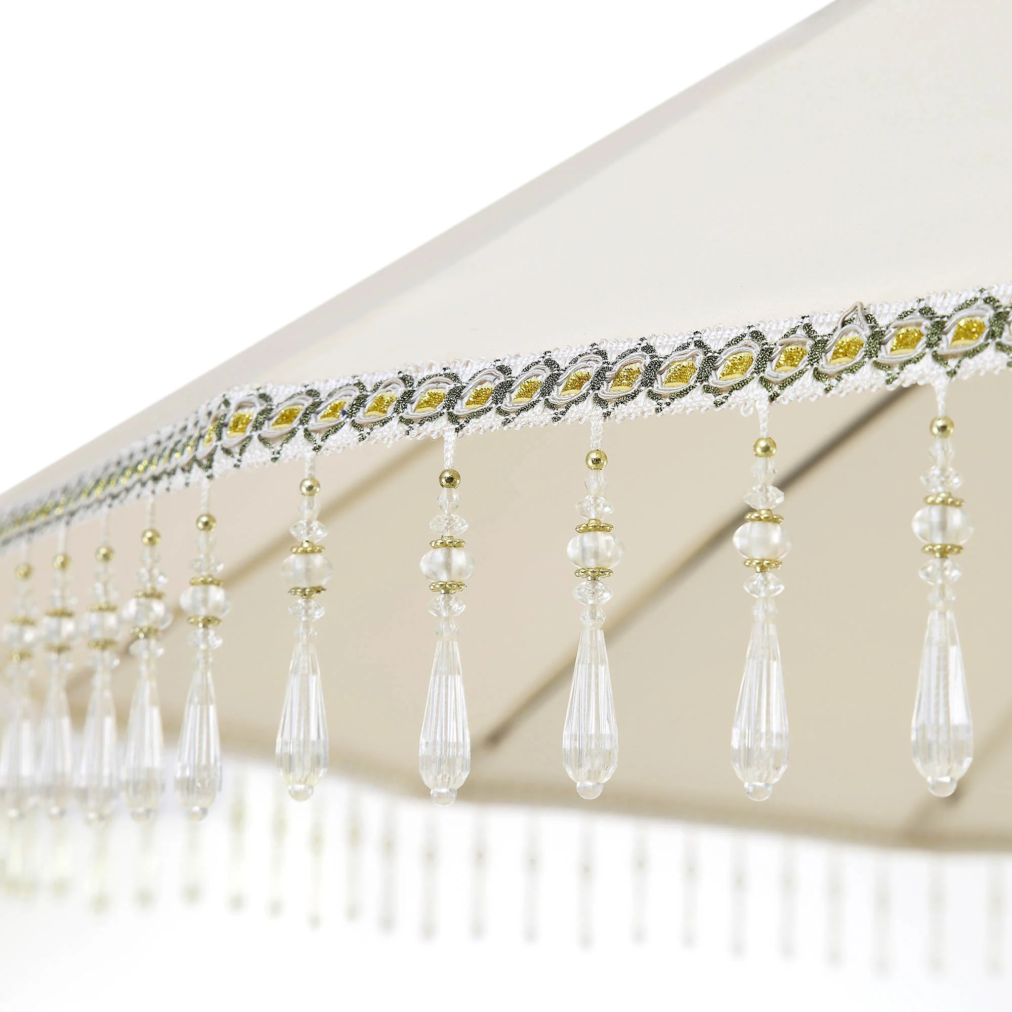 Hacienda 2.4M Beige Beaded Carousel Garden Parasol with Fringe Tassels and Aluminium Tilt - Image 10