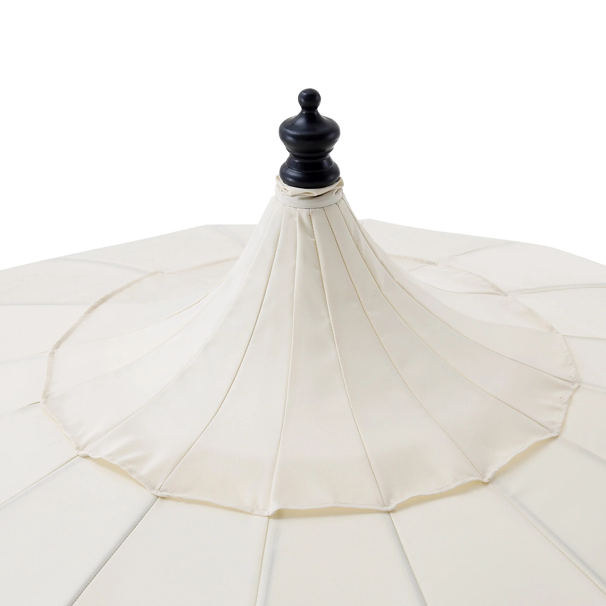 Hacienda 2.4M Beige Beaded Carousel Garden Parasol with Fringe Tassels and Aluminium Tilt - Image 9