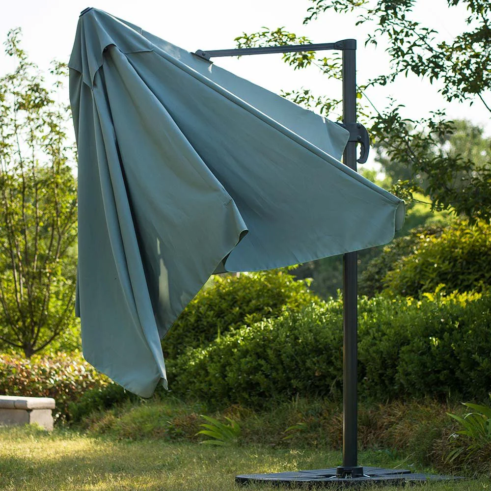 300cm Large Square 360° Aluminium Roma Cantilever Garden Hanging Parasol, Grey - Image 4