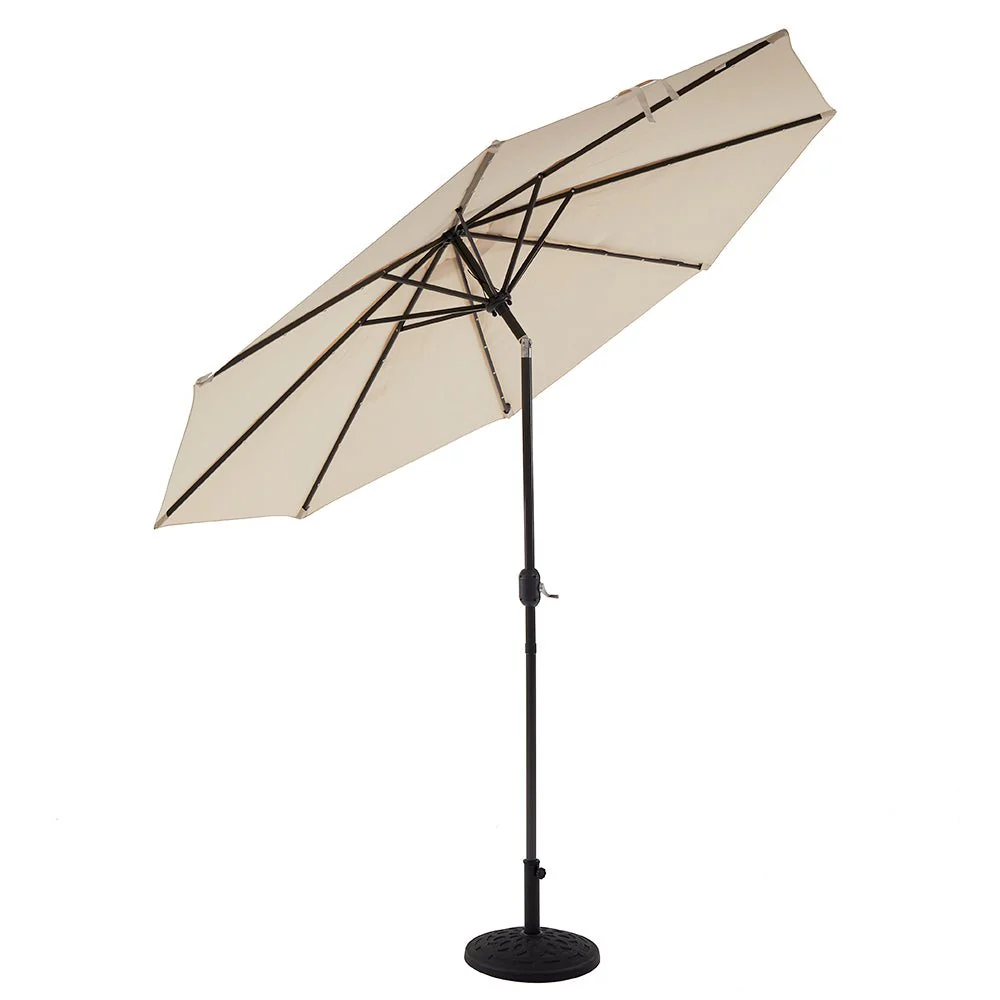 3M LED Light Aluminium Frame Garden Parasol with Tilt Crank, Beige - Image 11