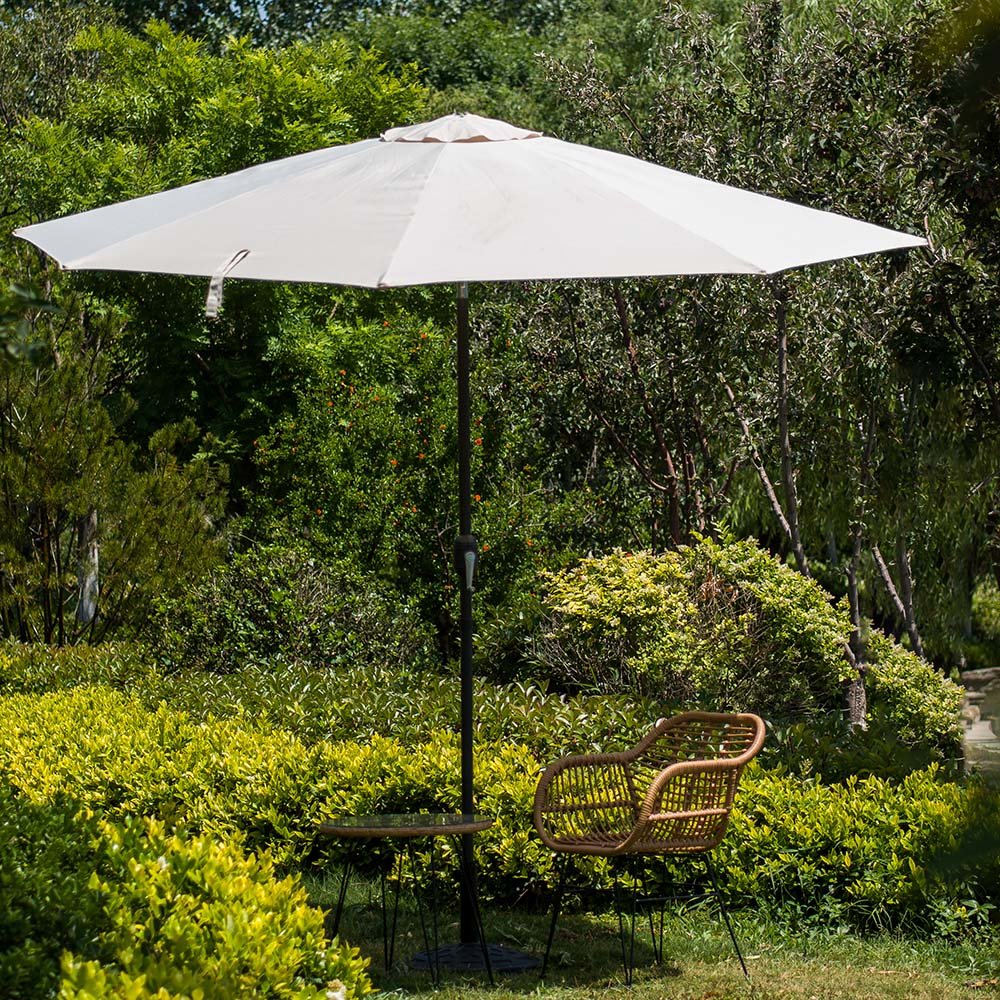 3M LED Light Aluminium Frame Garden Parasol with Tilt Crank, Beige - Image 7