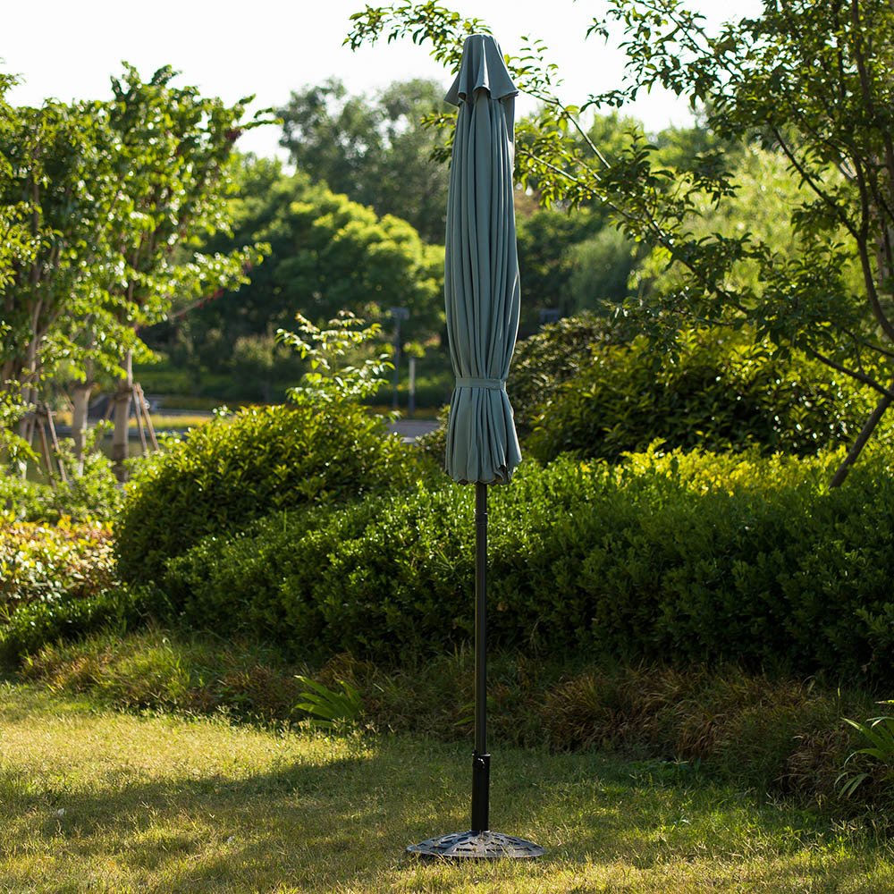 3M LED Light Aluminium Frame Garden Parasol with Tilt Crank, Grey - Image 6