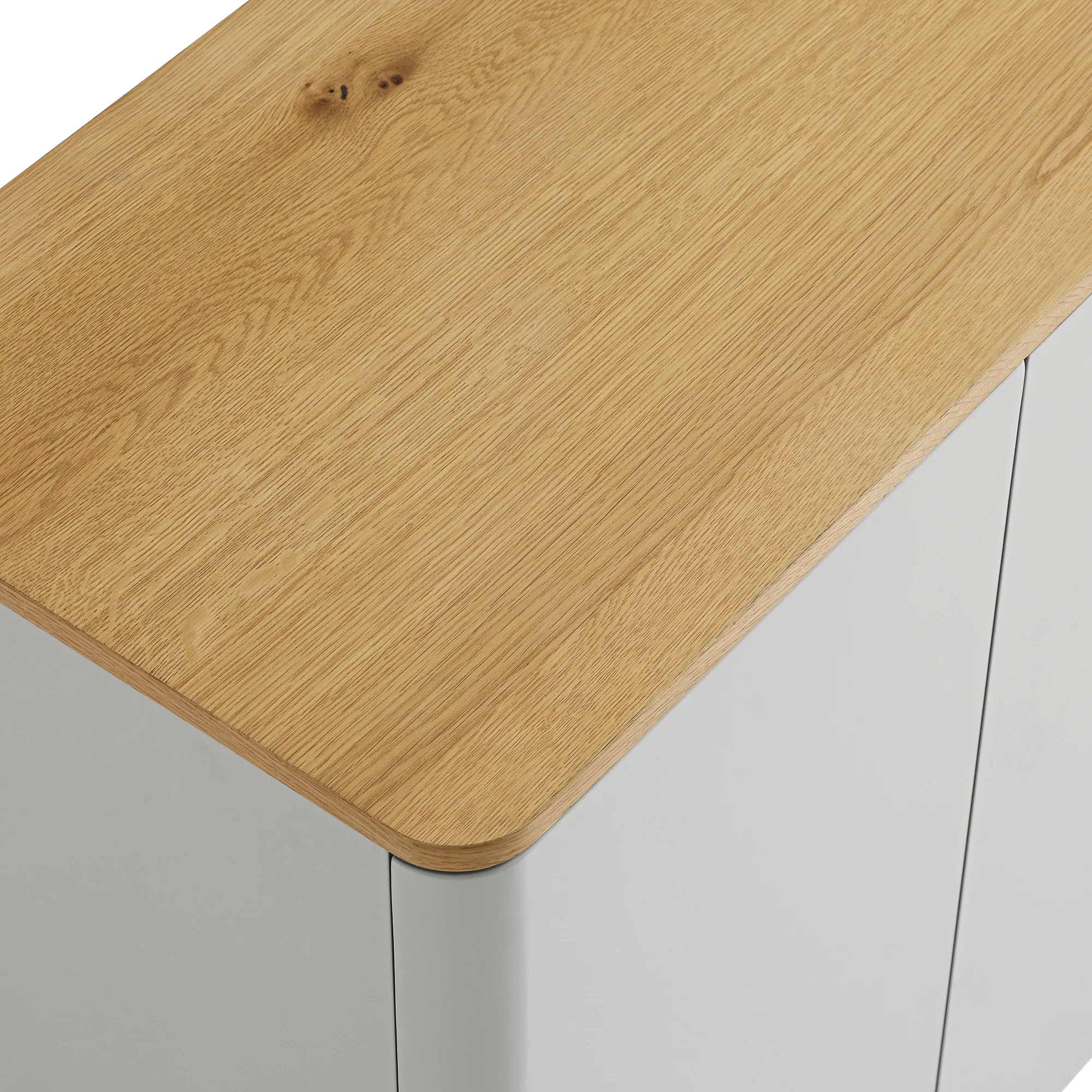 Agnes Curved Edge 150cm Wide Sideboard, Dove Grey with Oak Top - Image 13