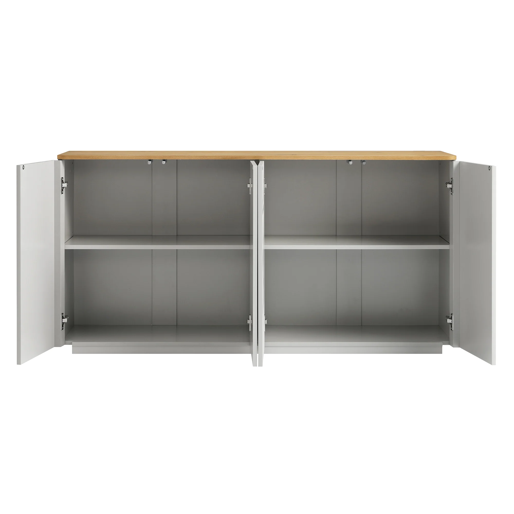 Agnes Curved Edge 150cm Wide Sideboard, Dove Grey with Oak Top - Image 8