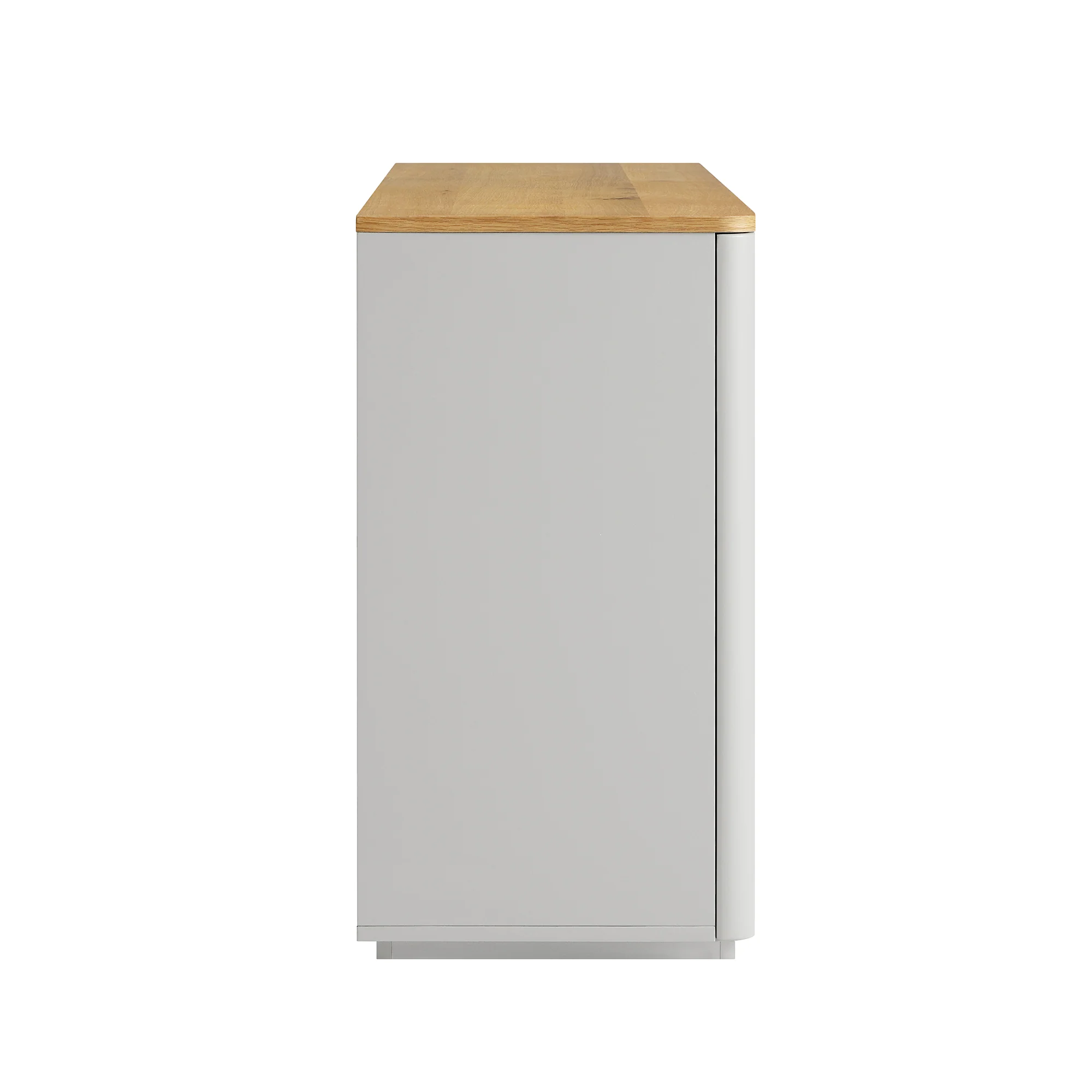 Agnes Curved Edge 2 Door 3 Drawer Wide Sideboard, Dove Grey with Oak Top - Image 10