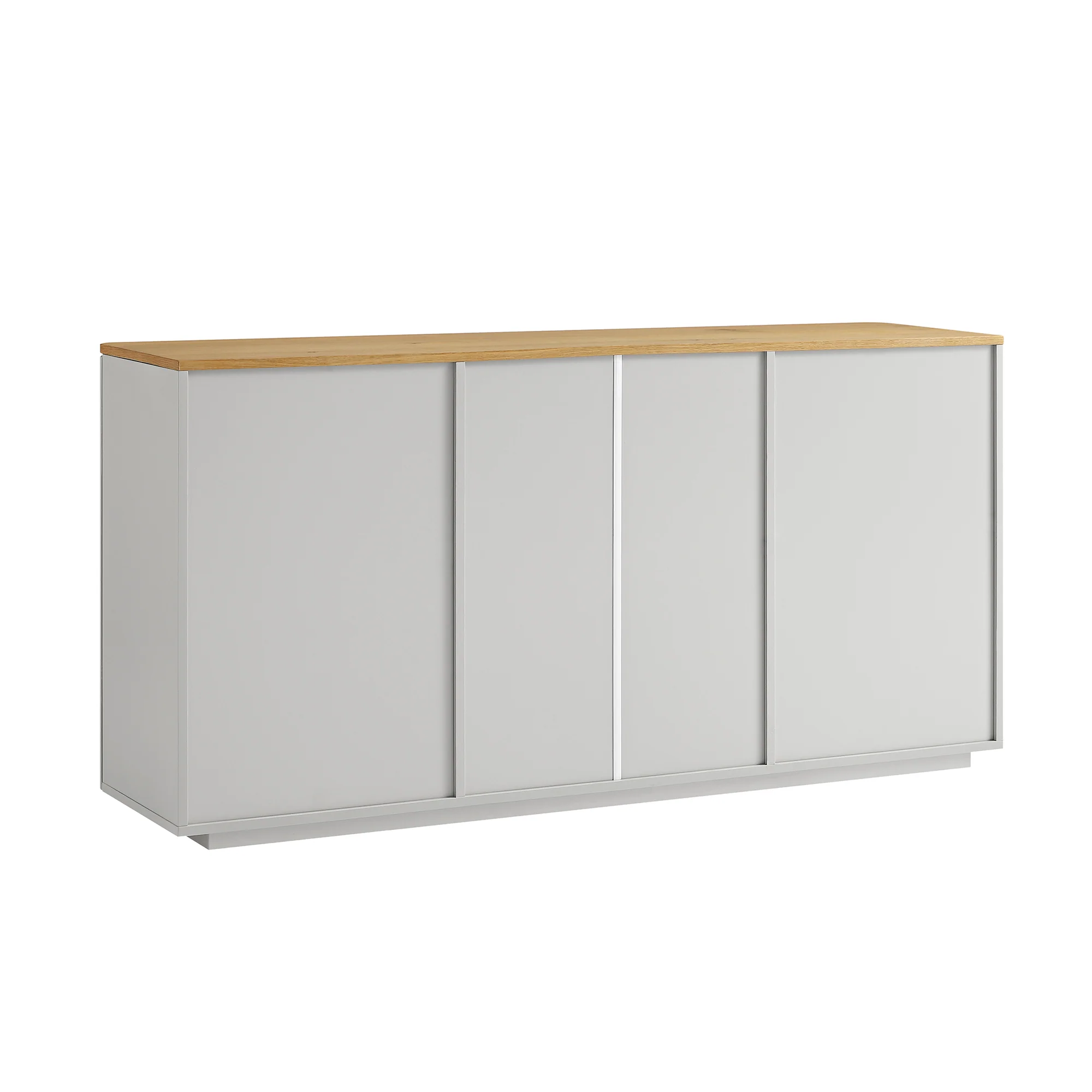 Agnes Curved Edge 2 Door 3 Drawer Wide Sideboard, Dove Grey with Oak Top - Image 12