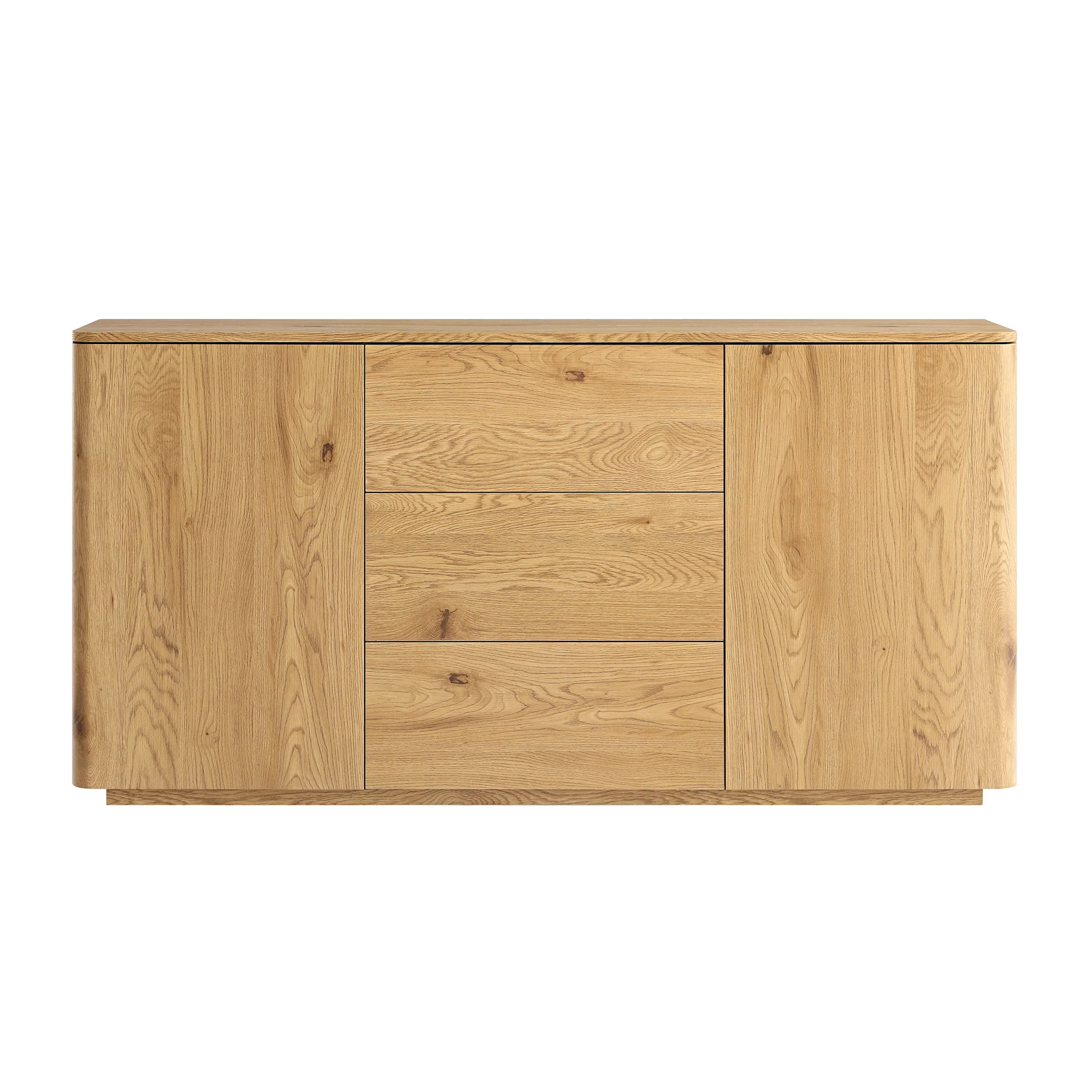 Agnes Curved Edge 2 Door 3 Drawer Wide Sideboard, Natural - Image 4