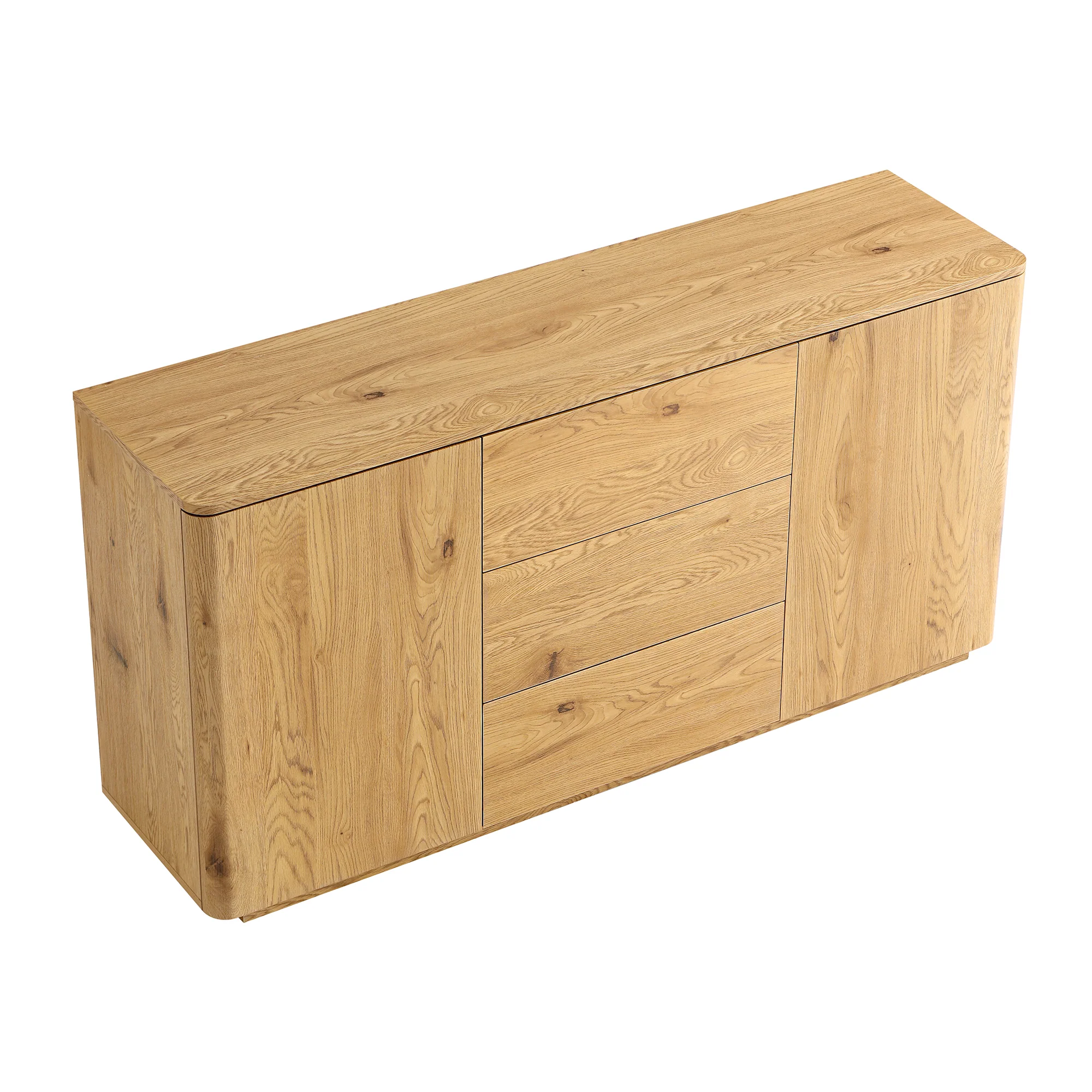 Agnes Curved Edge 2 Door 3 Drawer Wide Sideboard, Natural - Image 8