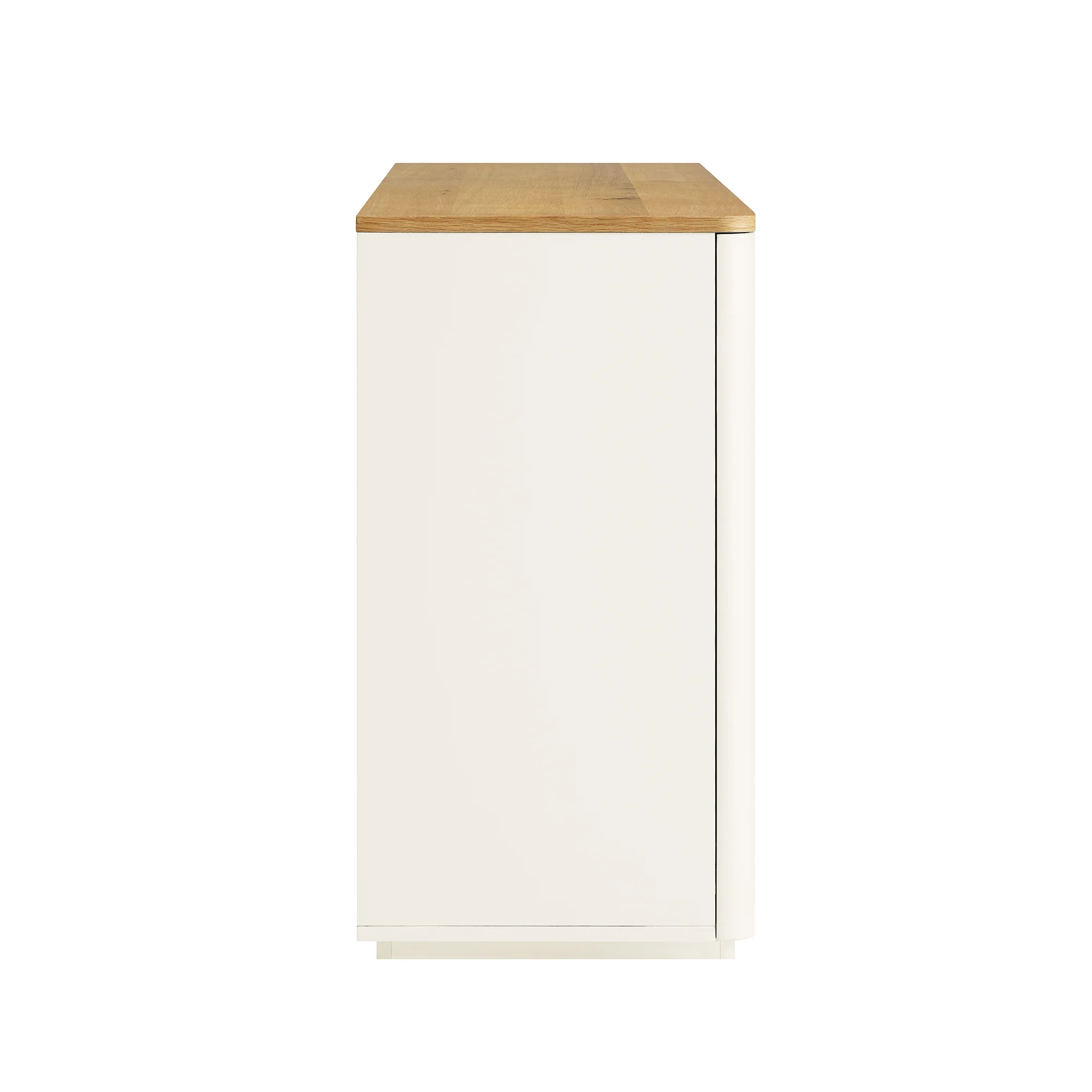 Agnes Curved Edge 2 Door 3 Drawer Wide Sideboard, Off White with Oak Top - Image 11
