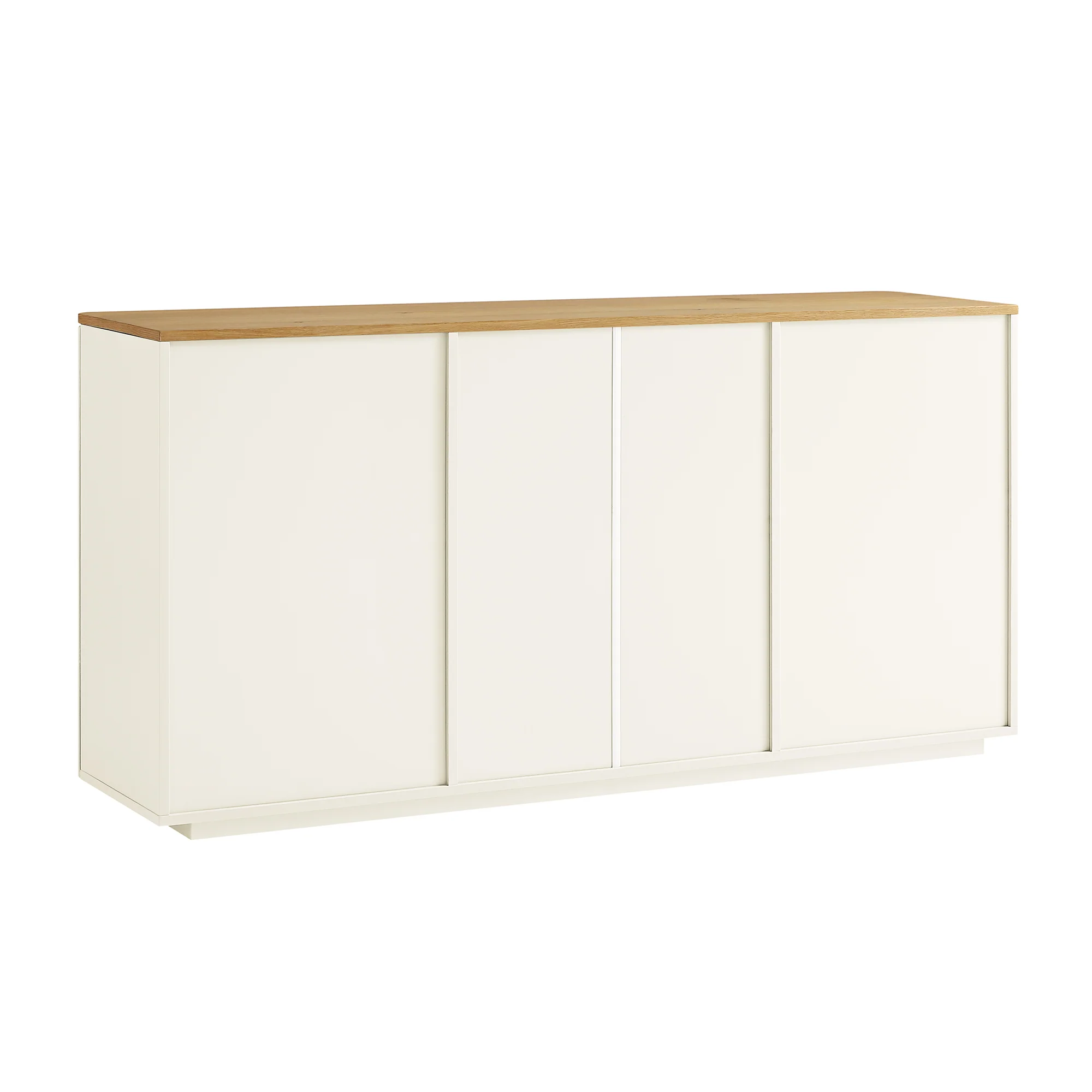 Agnes Curved Edge 2 Door 3 Drawer Wide Sideboard, Off White with Oak Top - Image 12