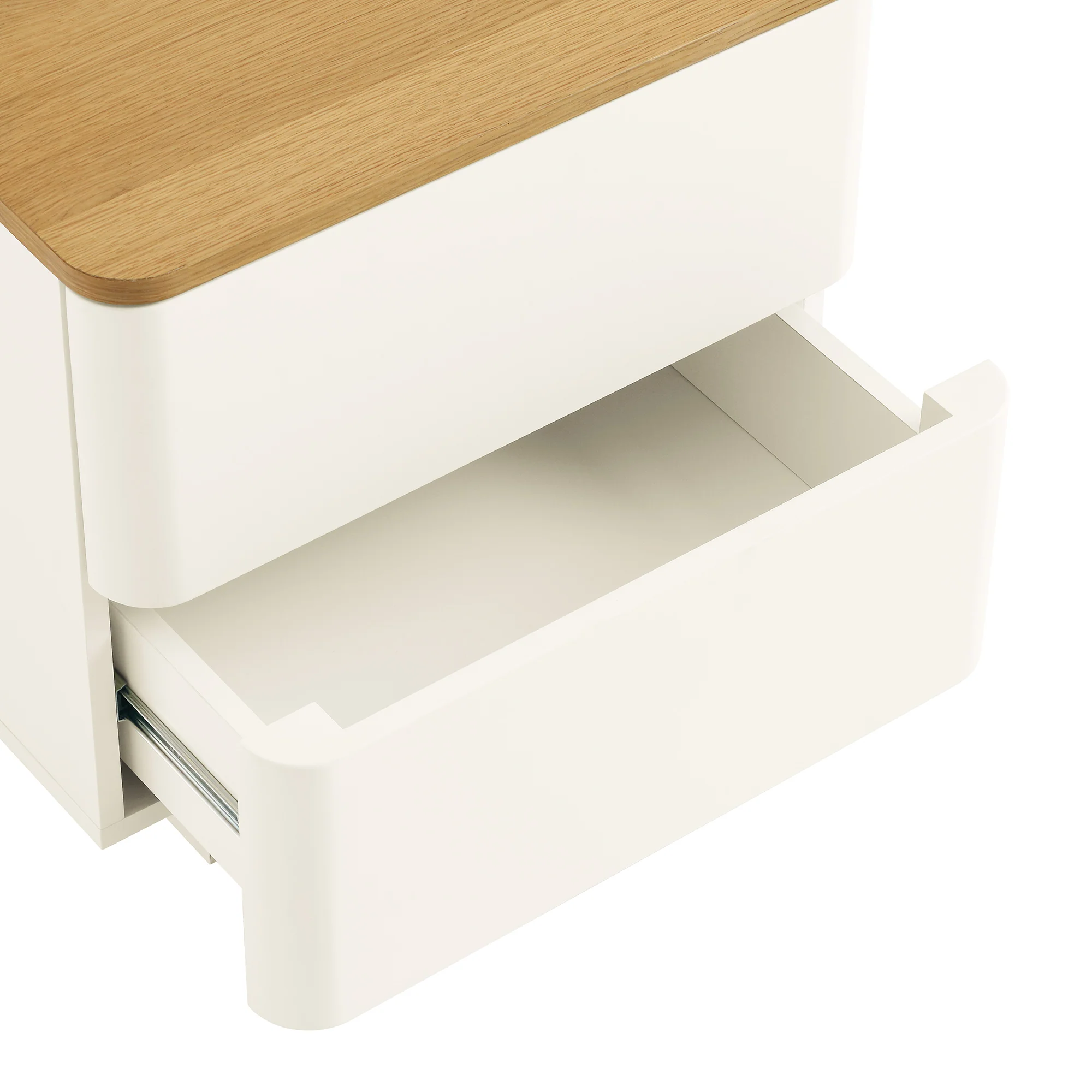 Agnes Curved Edge 2 Drawer Bedside Table, White - Image 11
