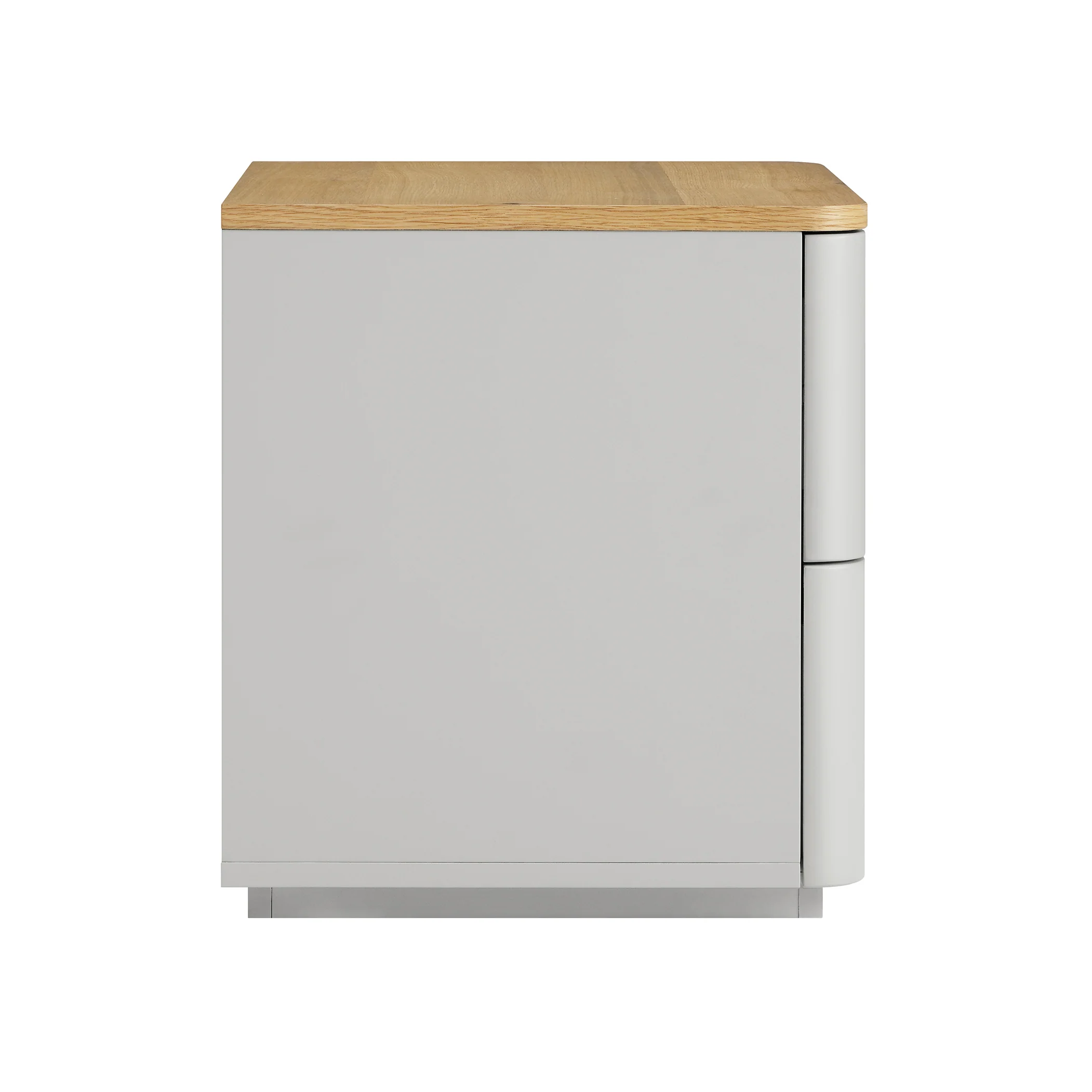 Agnes Curved Edge 2 Drawer Bedside Table, Dove Grey with Oak Top - Image 10
