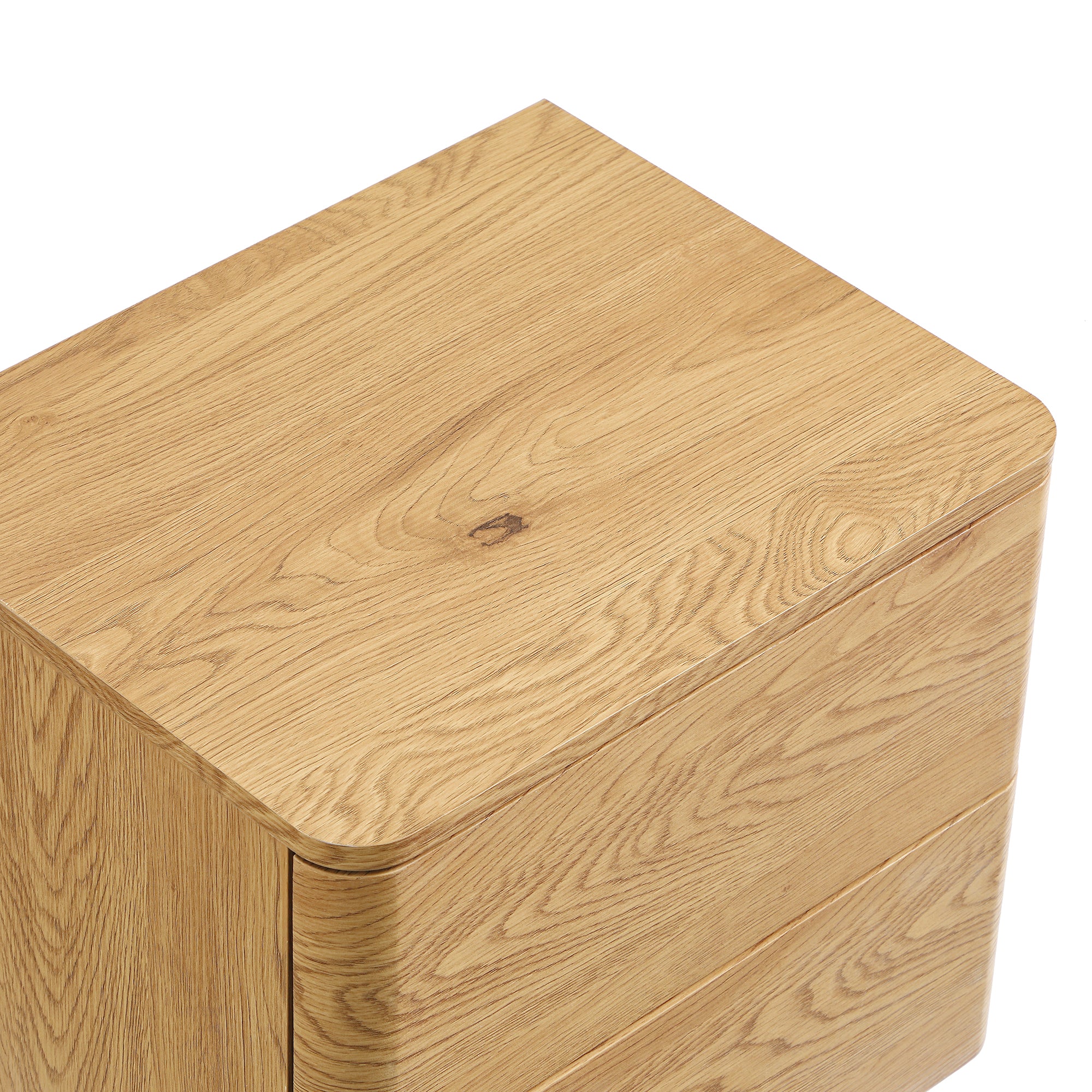 Agnes Curved Edge 2 Drawer Bedside Table, Natural - Image 11