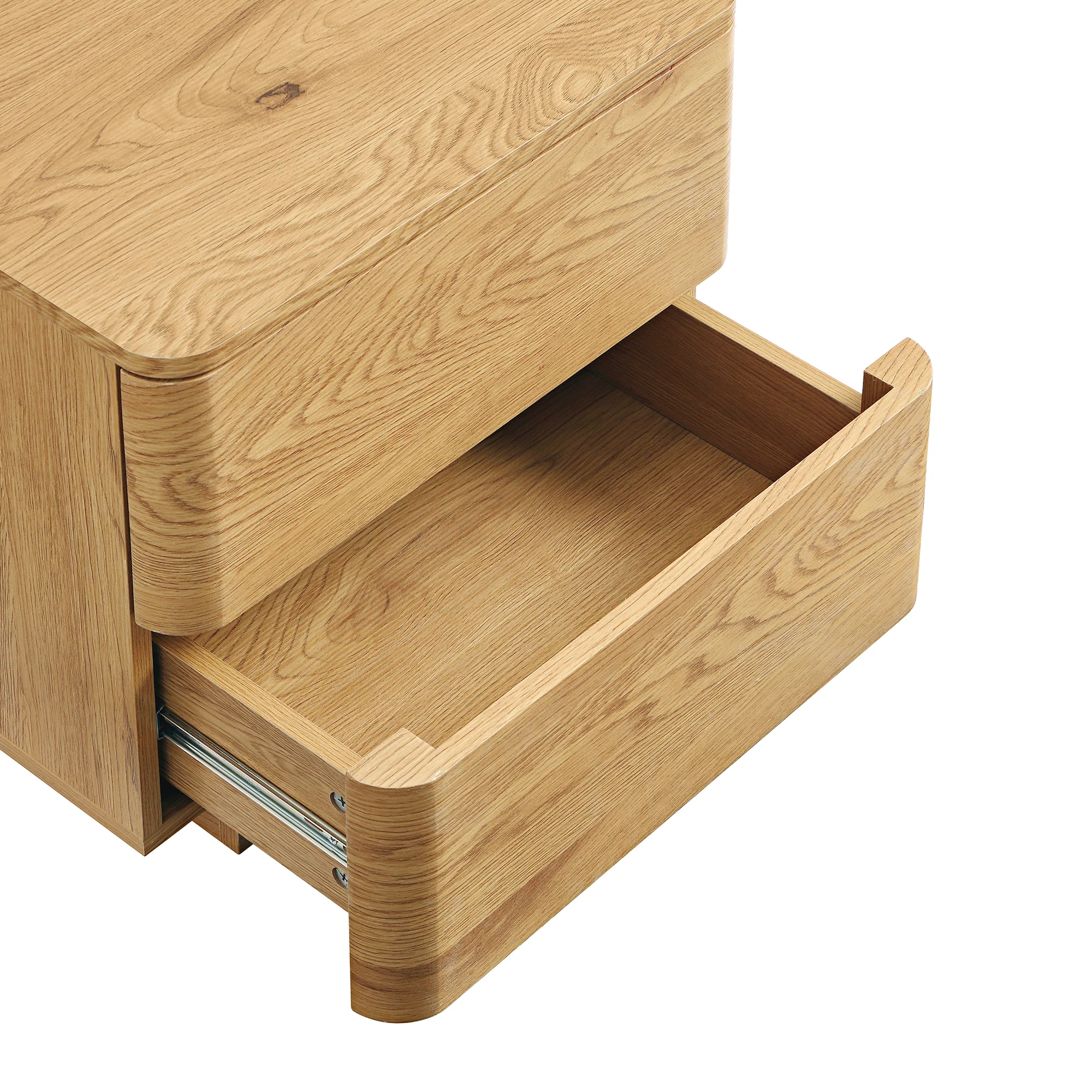 Agnes Curved Edge 2 Drawer Bedside Table, Natural - Image 12