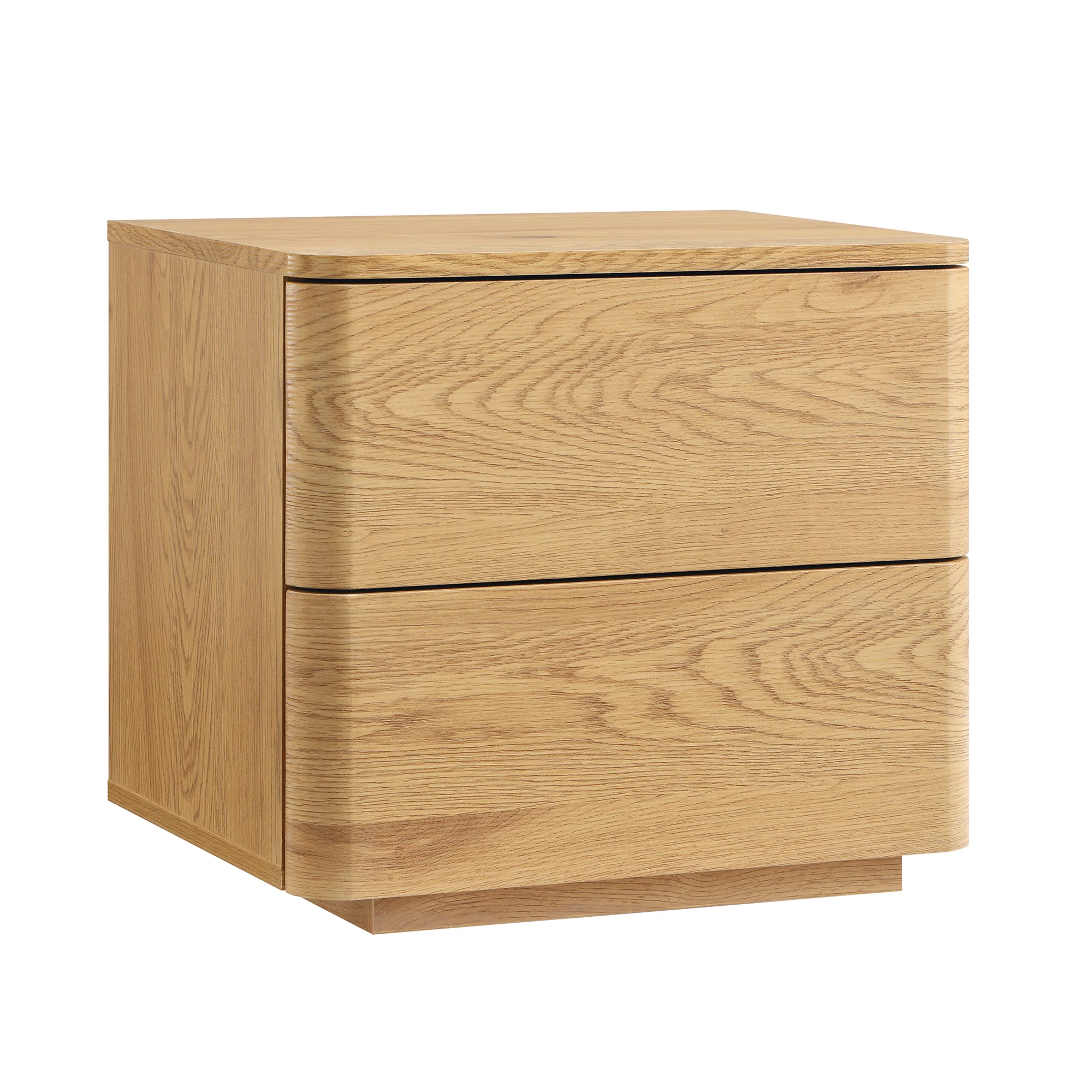 Agnes Curved Edge 2 Drawer Bedside Table, Natural - Image 6