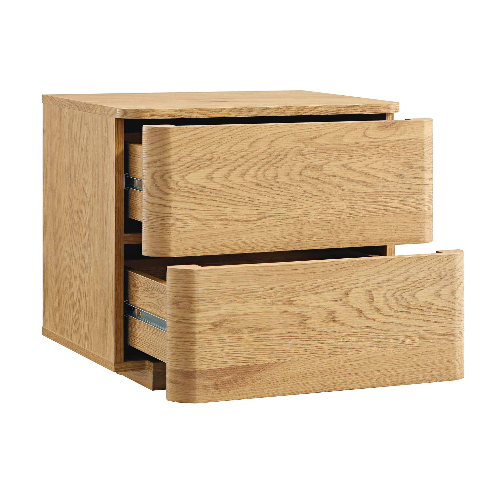 Agnes Curved Edge 2 Drawer Bedside Table, Natural - Image 8