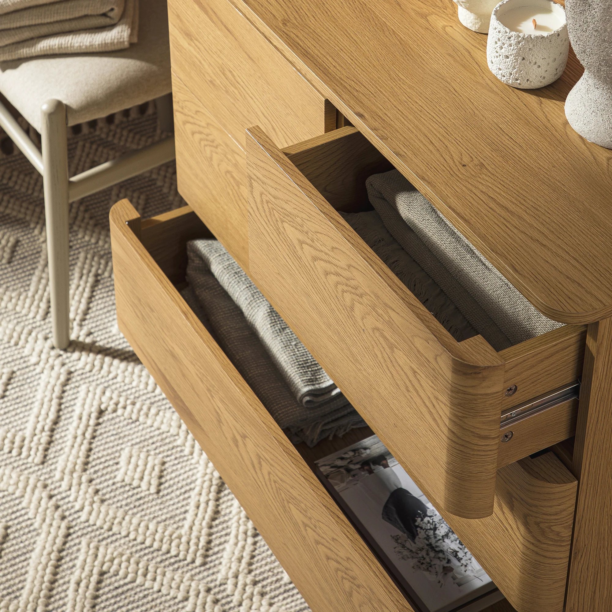 Agnes Curved Edge 2 over 3 Chest of Drawers, Natural - Image 3