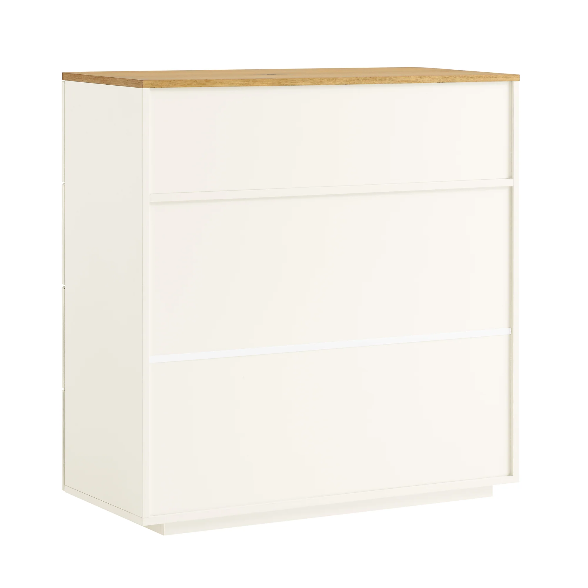 Agnes Curved Edge 2 over 3 Chest of Drawers, Off White with Oak Top - Image 10