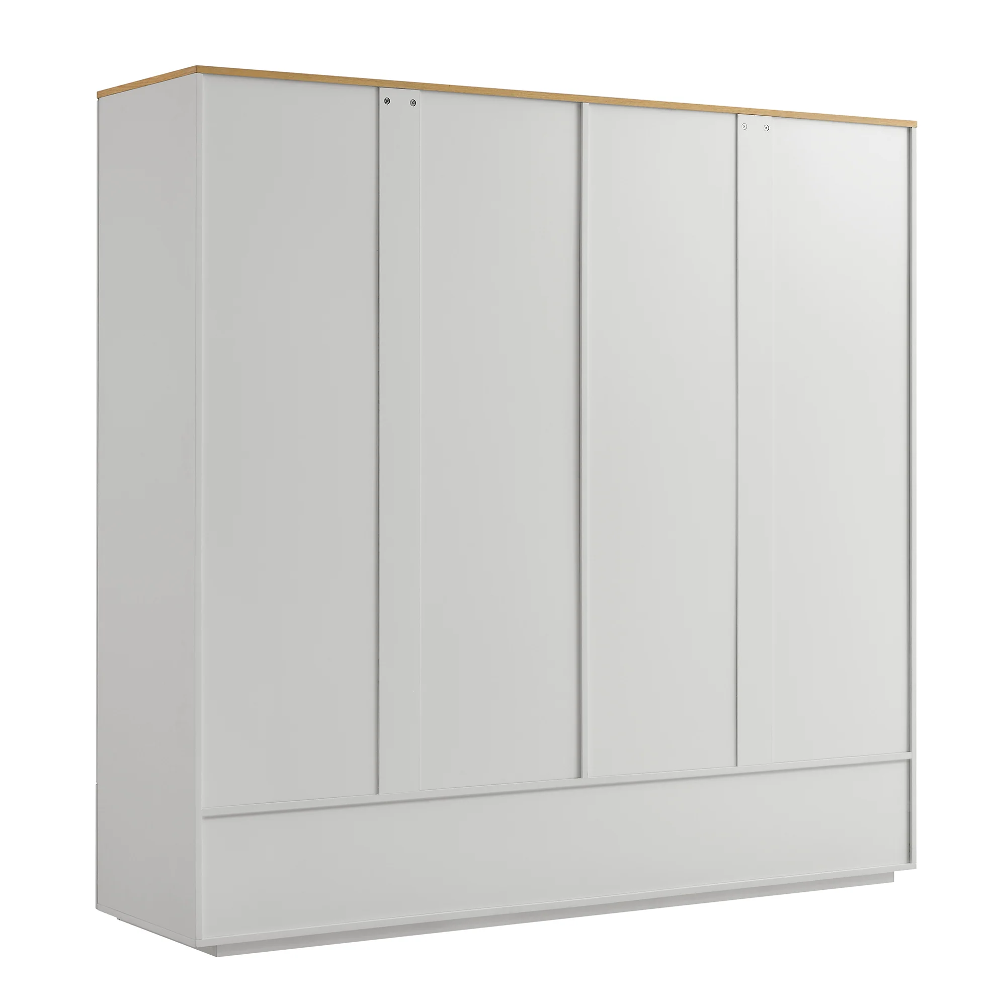 Agnes Curved Edge 4-Door Wardrobe, Dove Grey with Oak Top - Image 12