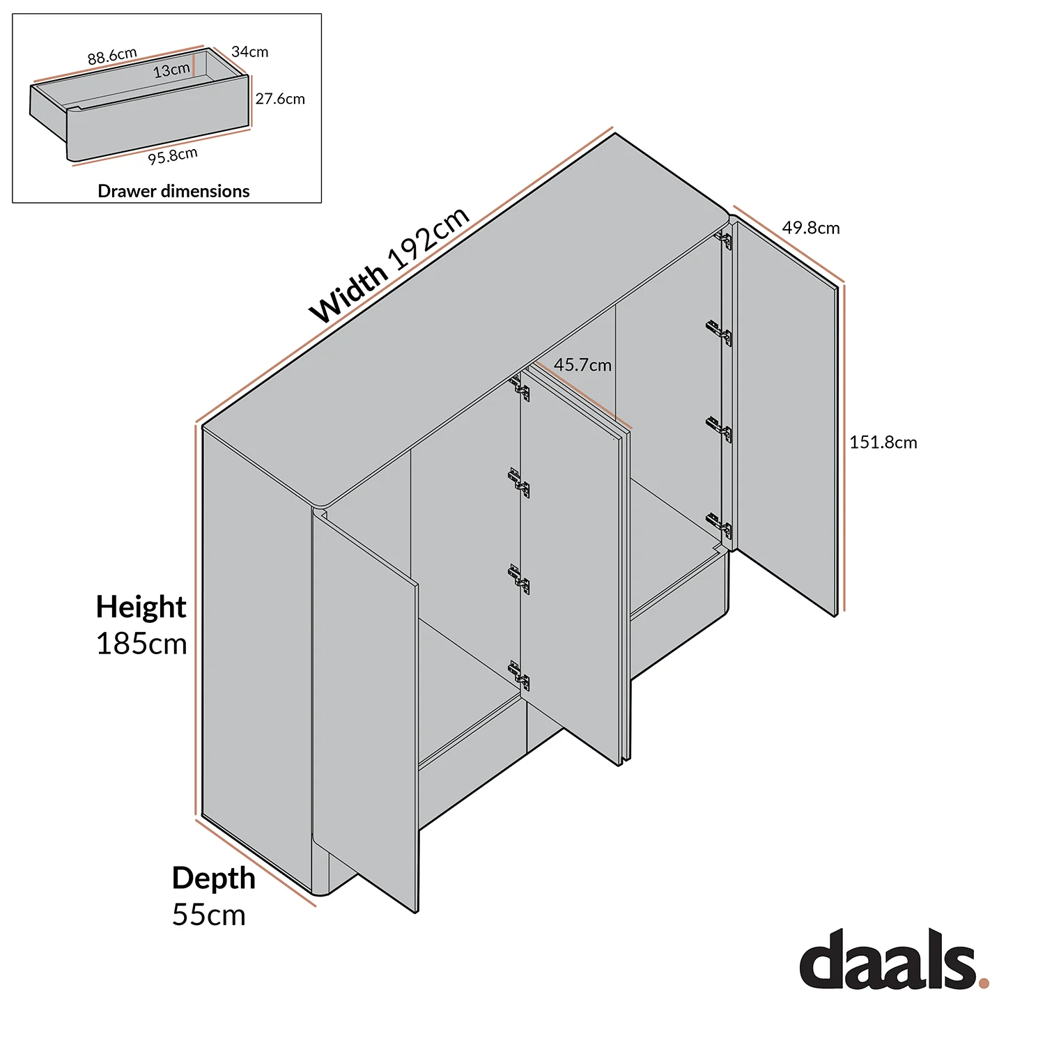 Agnes Curved Edge 4-Door Wardrobe, Natural - Image 7