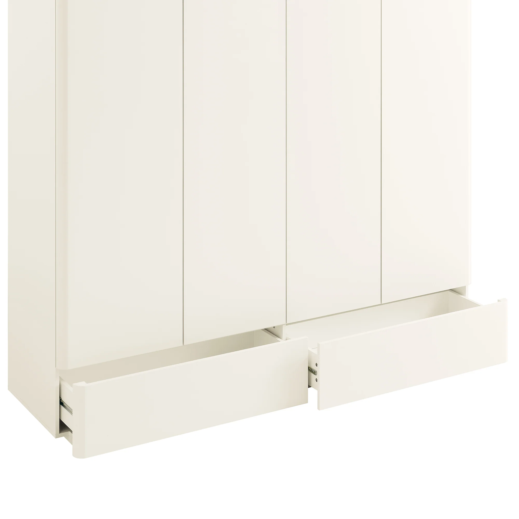 Agnes Curved Edge 4-Door Wardrobe, Off White with Oak Top - Image 14