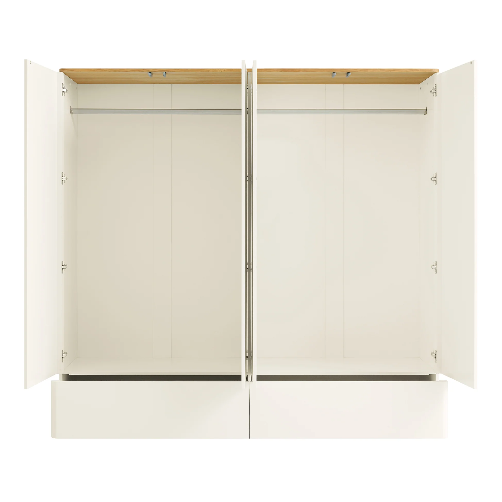 Agnes Curved Edge 4-Door Wardrobe, Off White with Oak Top - Image 8