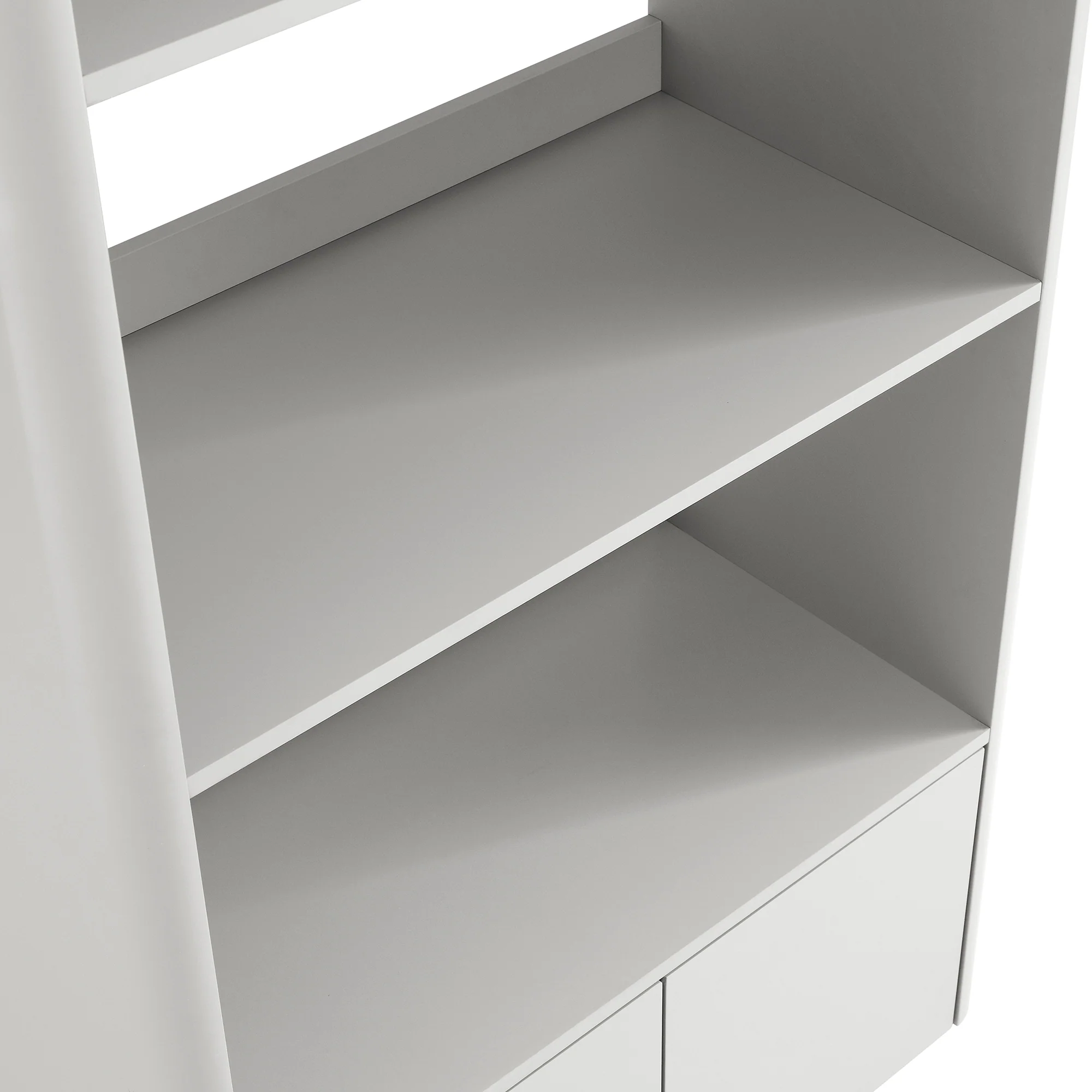 Agnes Curved Edge Bookcase, Dove Grey with Oak Top - Image 13