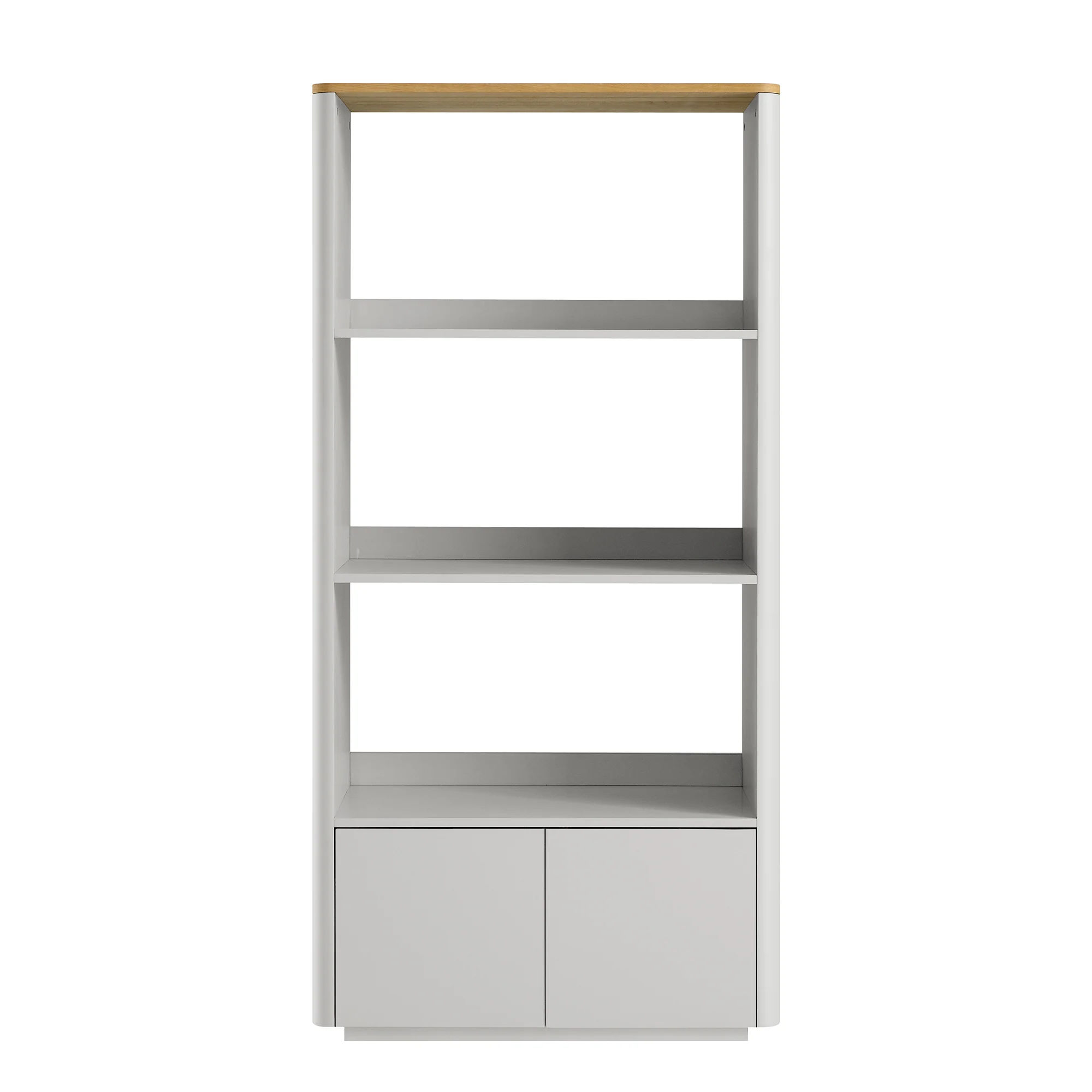 Agnes Curved Edge Bookcase, Dove Grey with Oak Top - Image 5