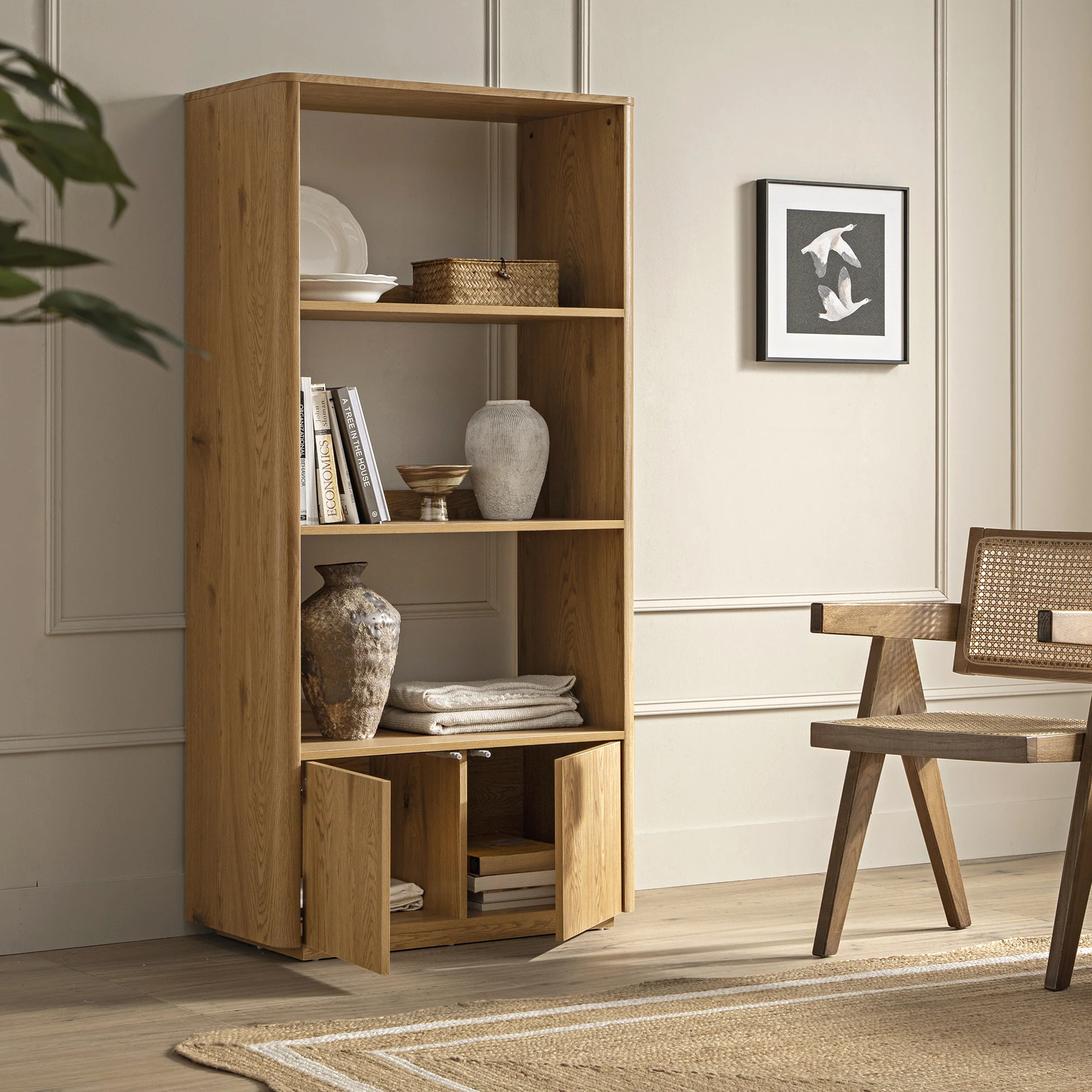 Agnes Curved Edge Bookcase, Natural - Image 3
