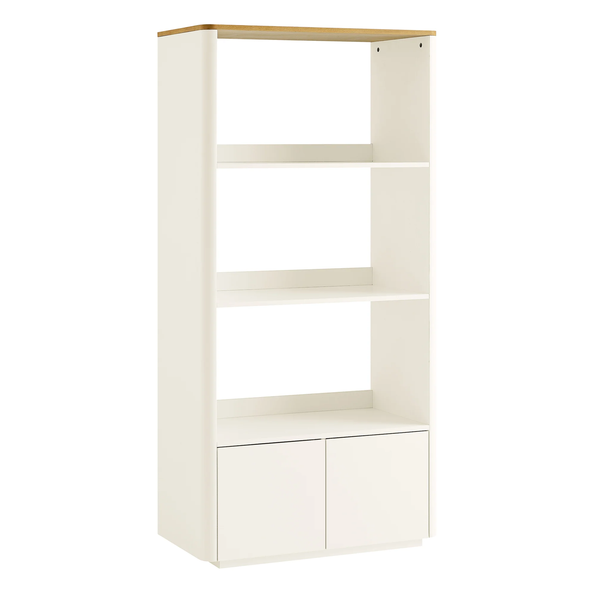 Agnes Curved Edge Bookcase, Off White with Oak Top - Image 6