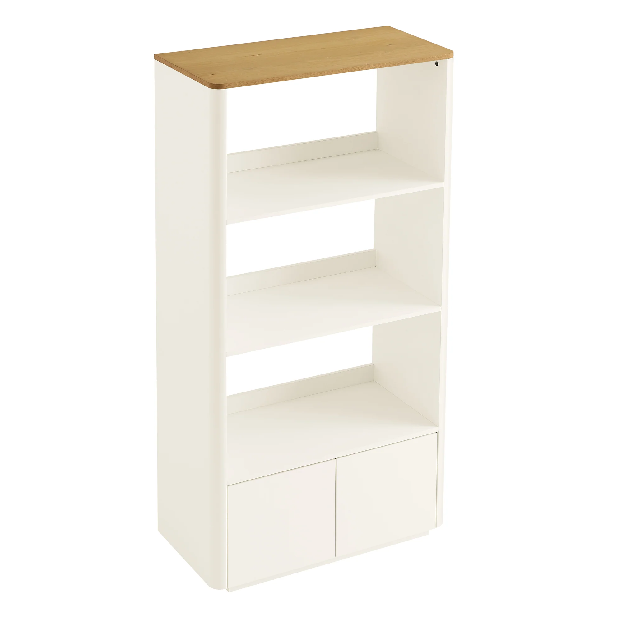 Agnes Curved Edge Bookcase, Off White with Oak Top - Image 9