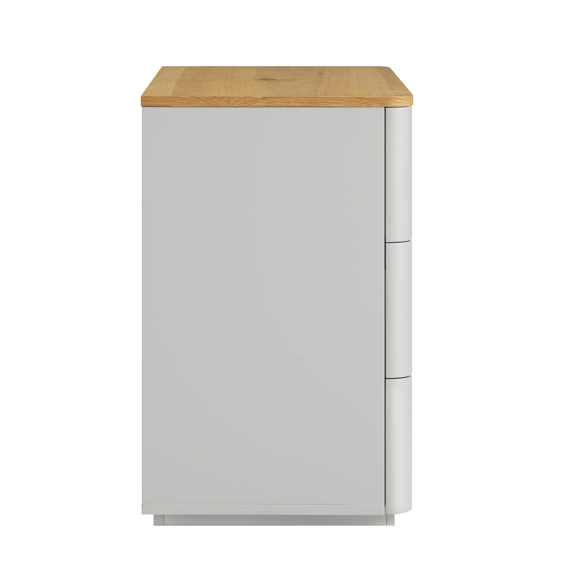 Agnes Curved Edge Chest of 3 Drawers, Dove Grey with Oak Top - Image 9