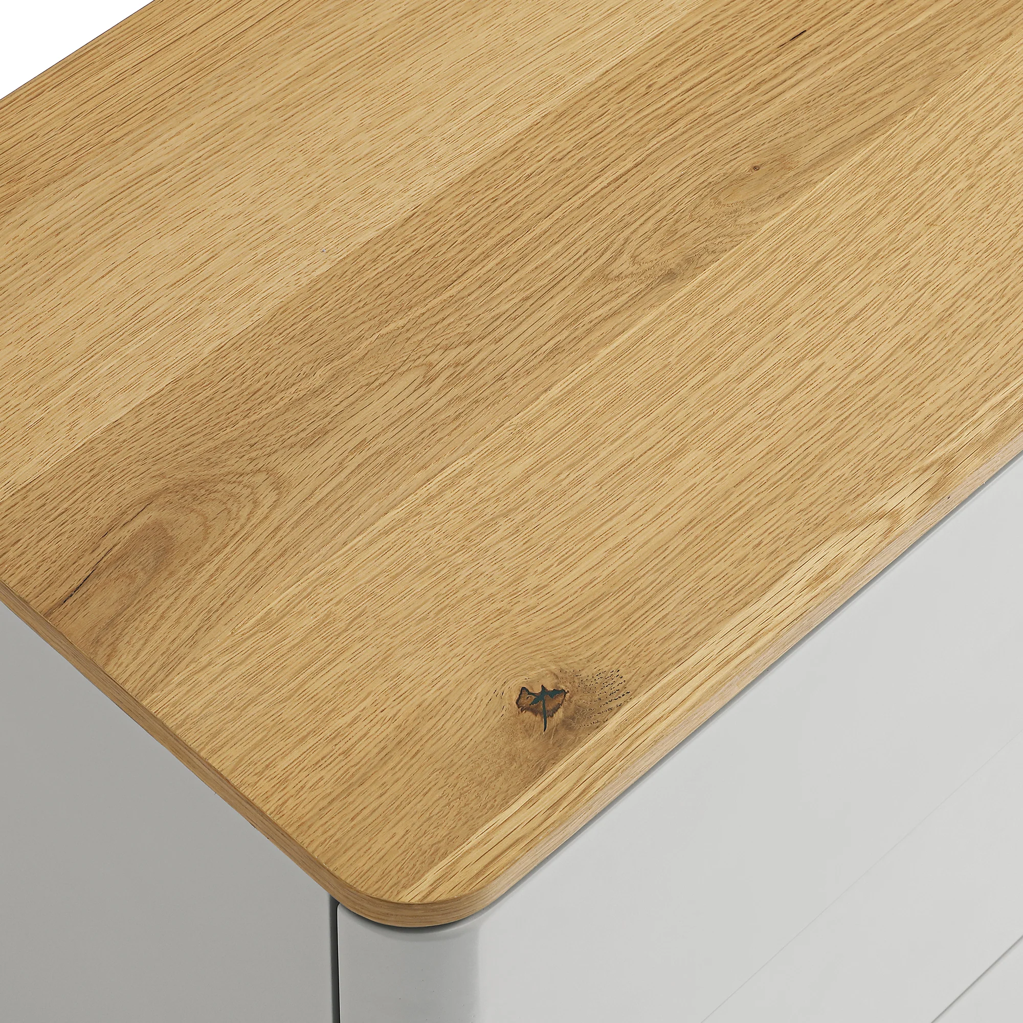Agnes Curved Edge Chest of 6 Drawers, Dove Grey with Oak Top - Image 11