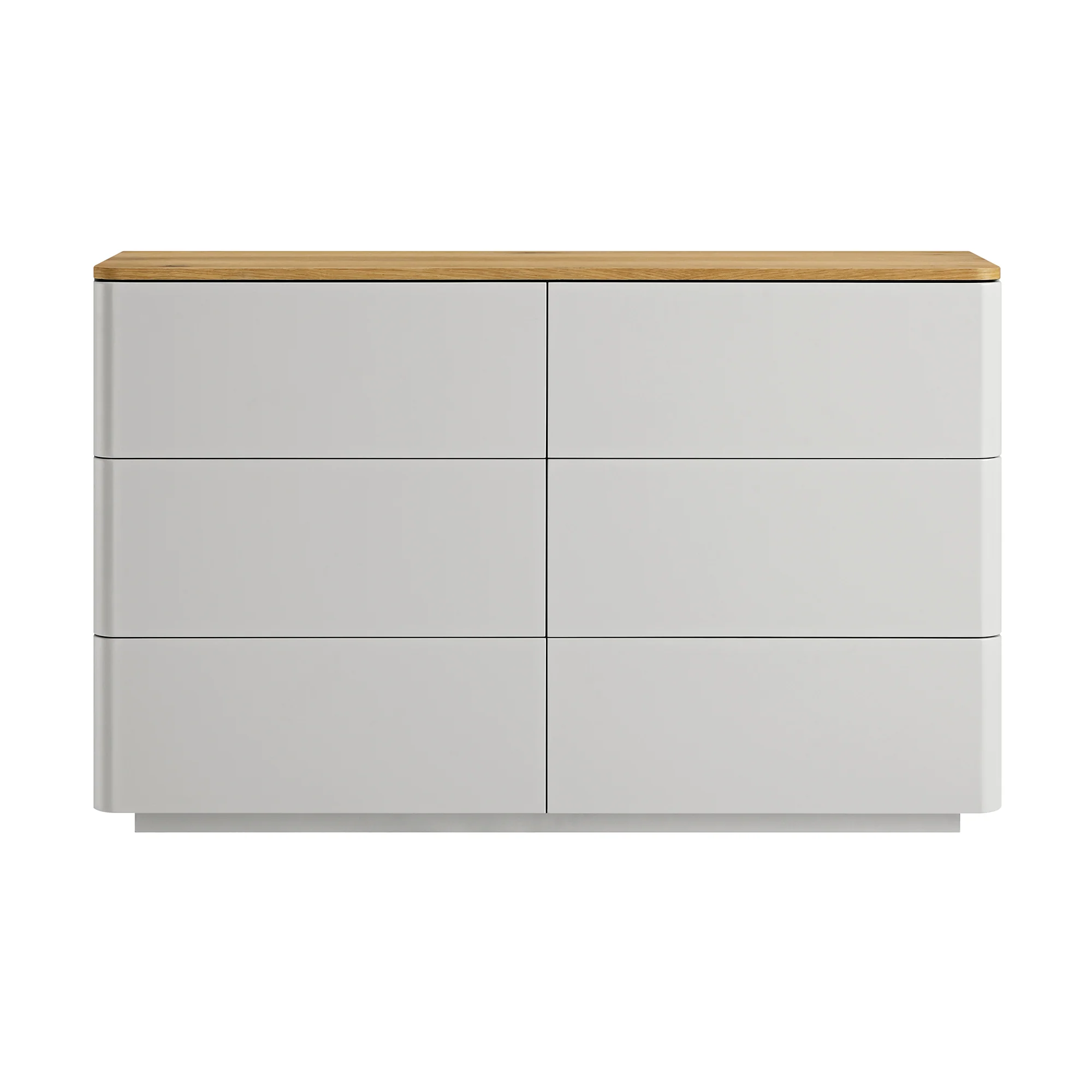 Agnes Curved Edge Chest of 6 Drawers, Dove Grey with Oak Top - Image 5