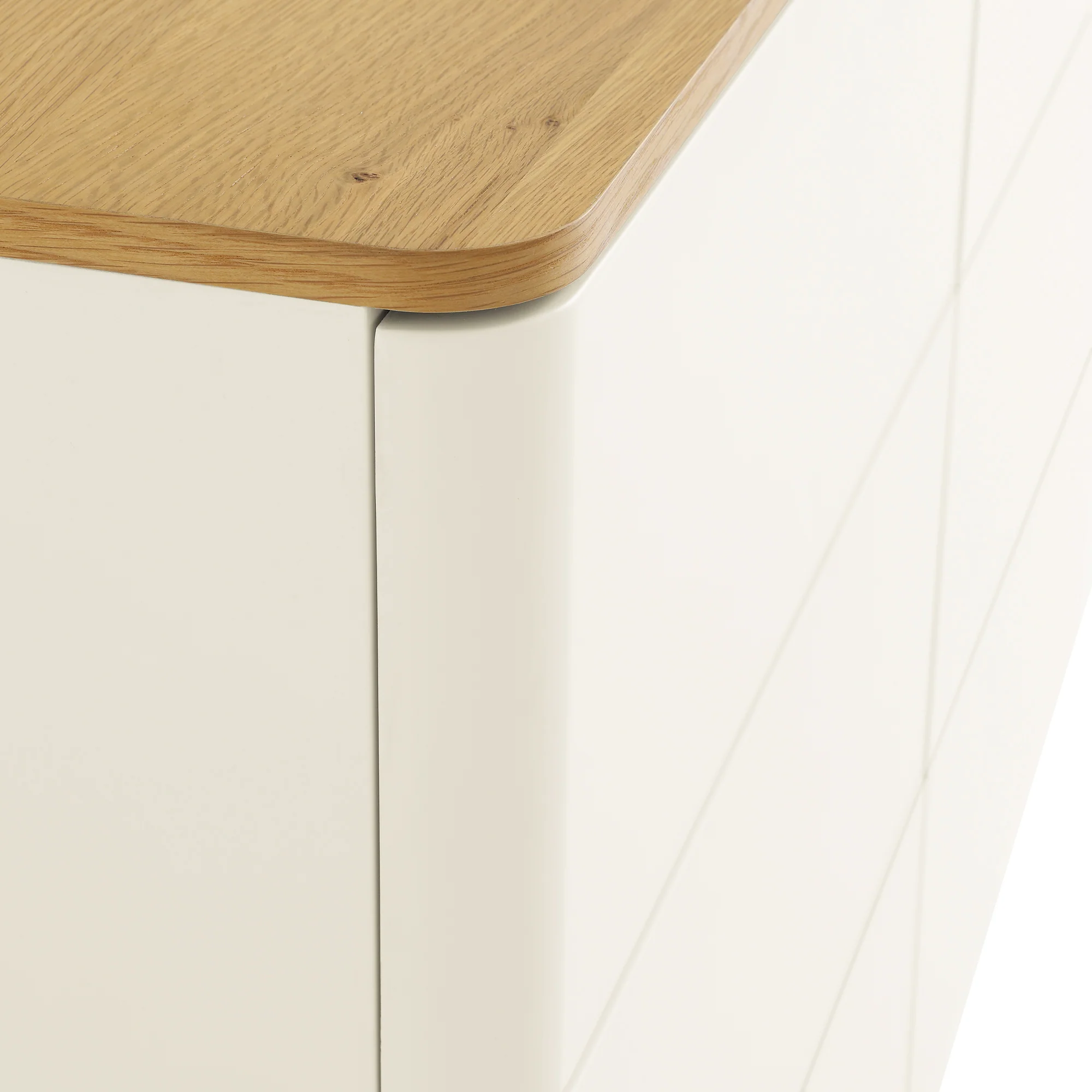 Agnes Curved Edge Chest of 6 Drawers, Off White with Oak Top - Image 13