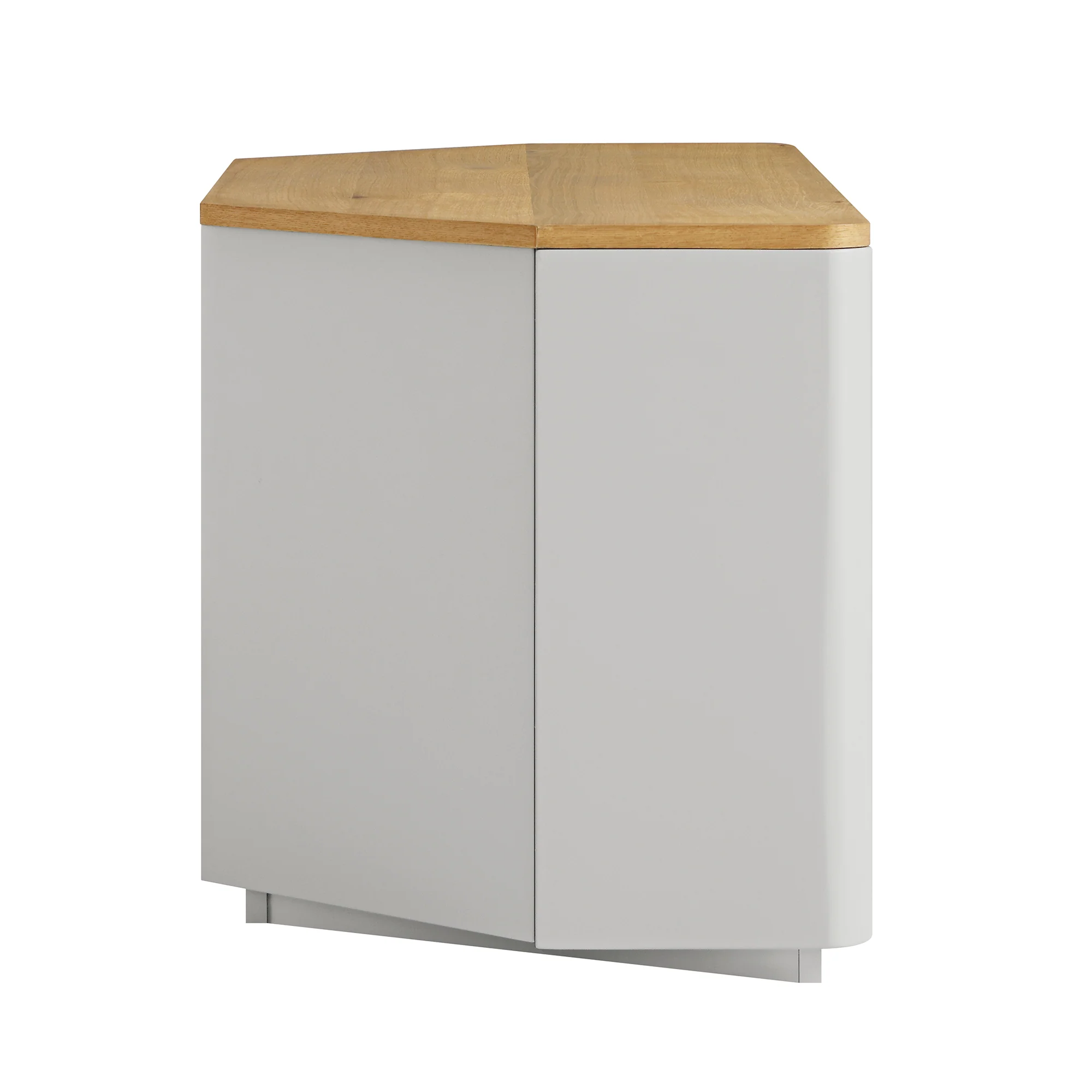 Agnes Curved Edge Corner TV Unit, Dove Grey with Oak Top - Image 8