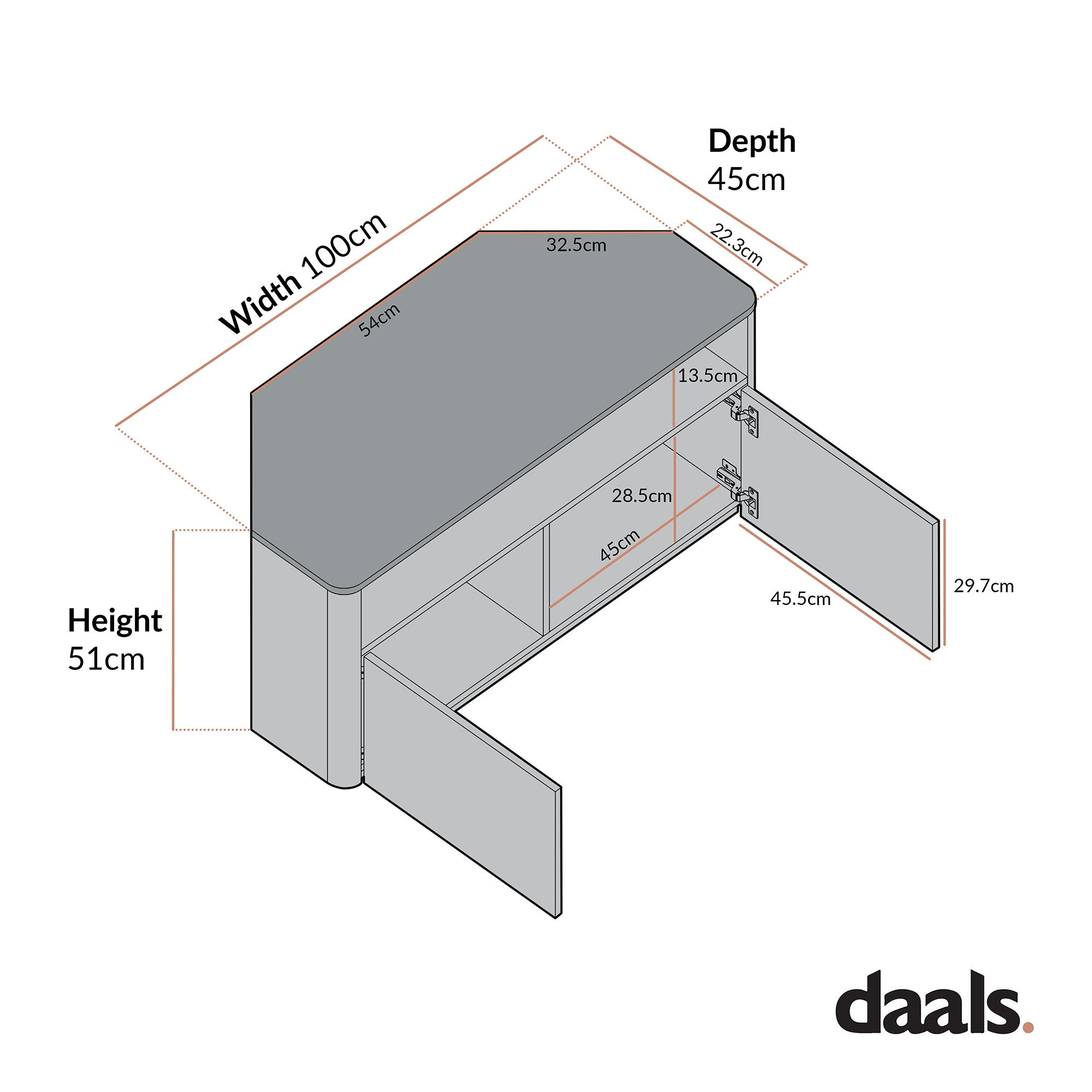 Agnes Curved Edge Corner TV Unit, Natural - Image 6