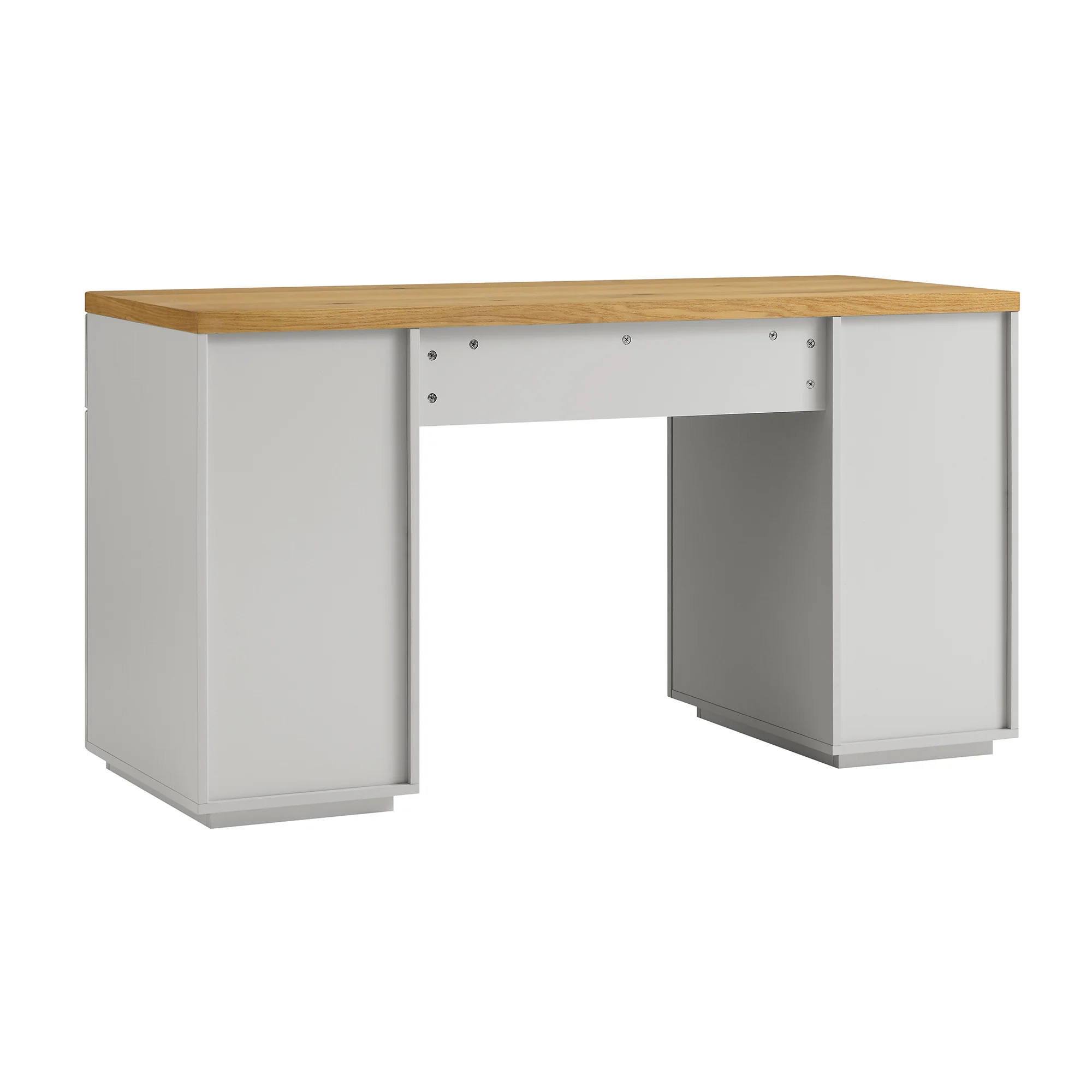Agnes Curved Edge Desk with Storage, Dove Grey with Oak Top - Image 12