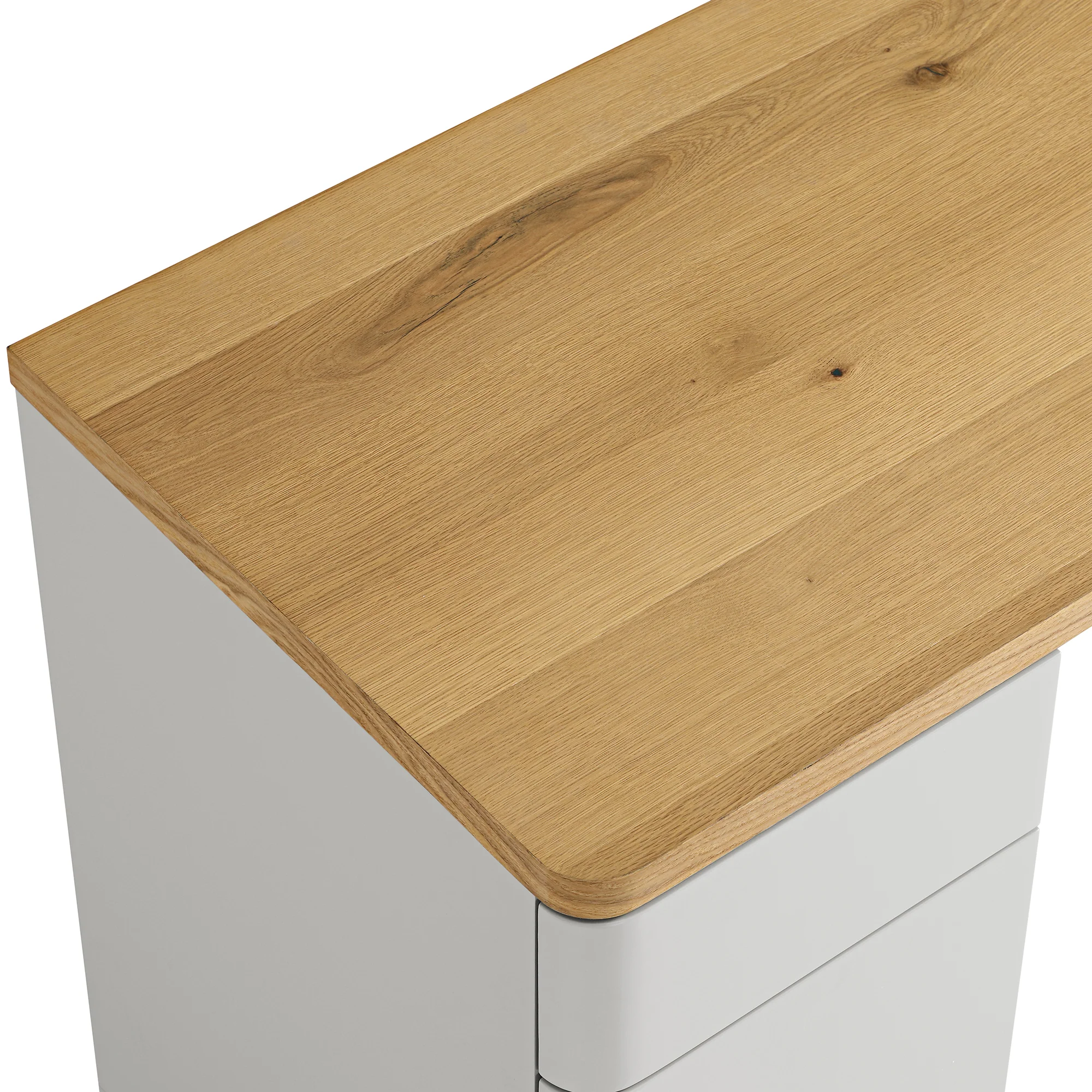 Agnes Curved Edge Desk with Storage, Dove Grey with Oak Top - Image 14