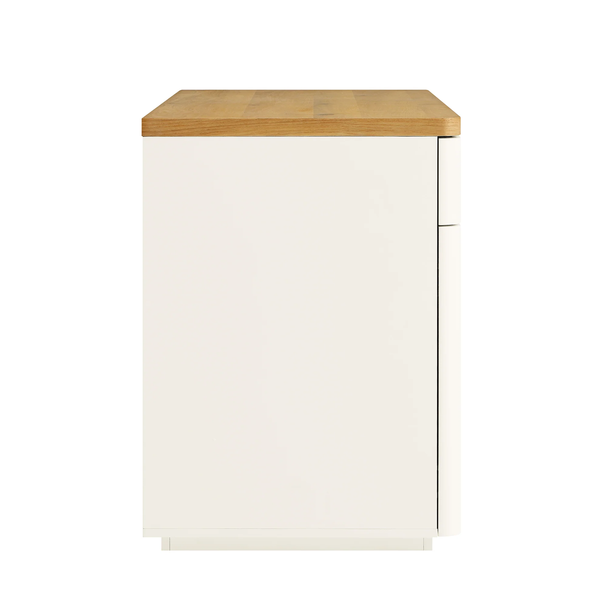 Agnes Curved Edge Desk with Storage, Off White with Oak Top - Image 10