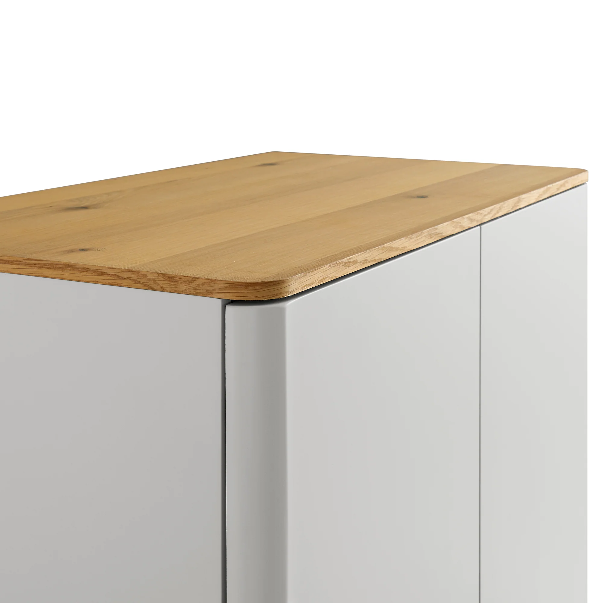Agnes Curved Edge Double Wardrobe, Dove Grey with Oak Top - Image 12