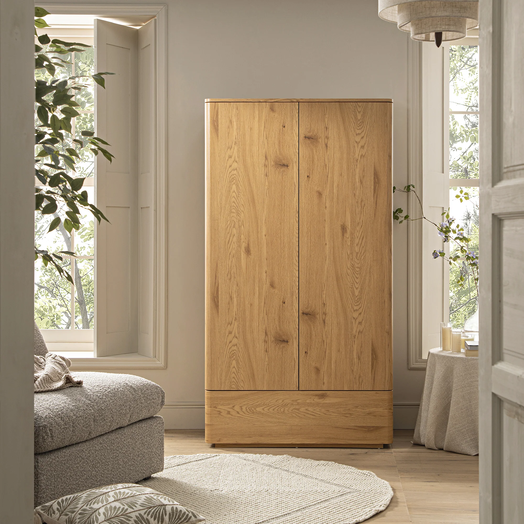 Agnes Curved Edge Double Wardrobe, Natural - Image 2