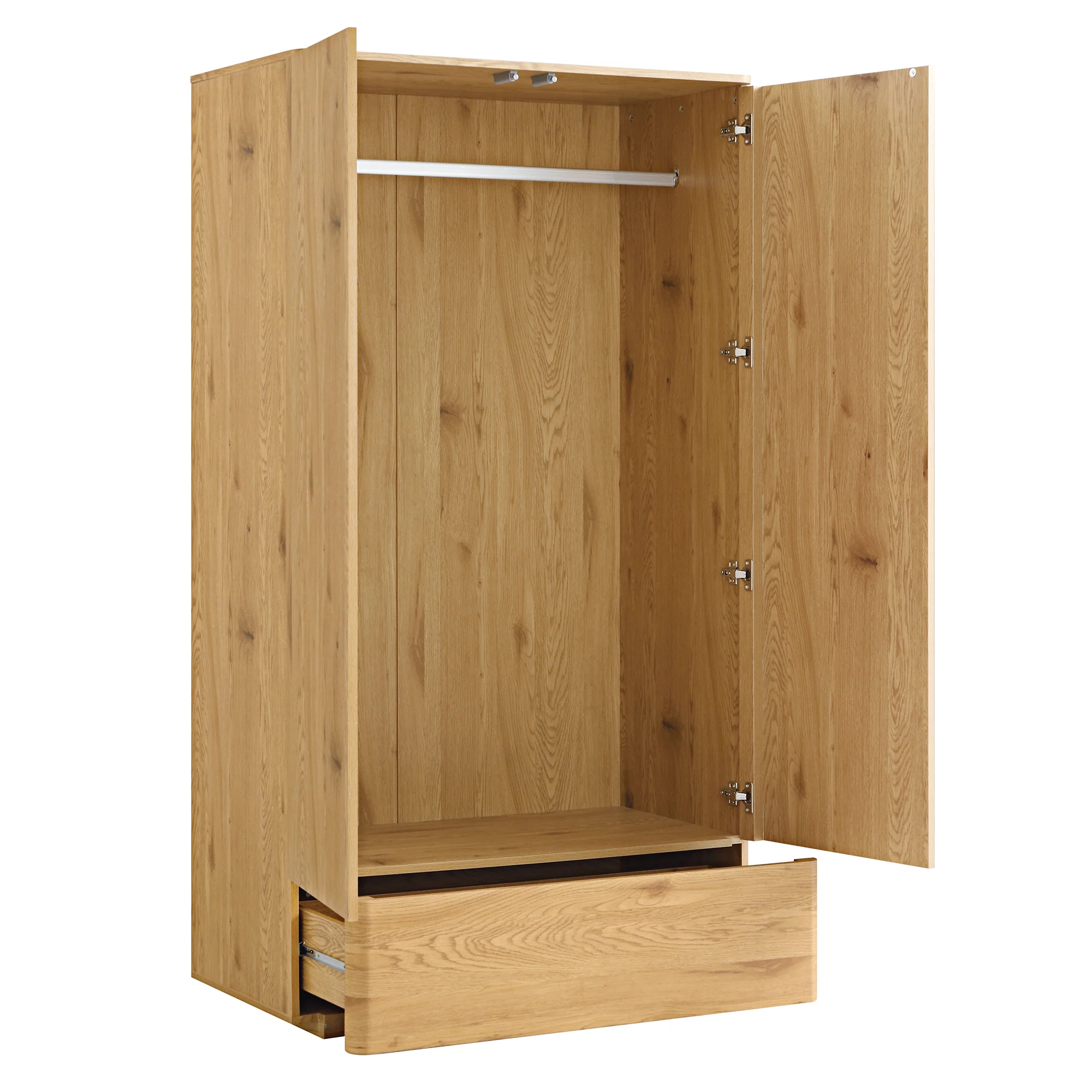 Agnes Curved Edge Double Wardrobe, Natural - Image 8