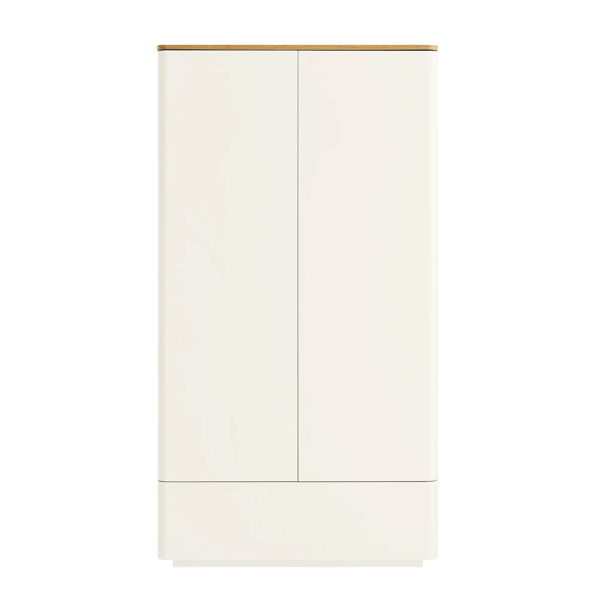 Agnes Curved Edge Double Wardrobe, Off White with Oak Top - Image 4
