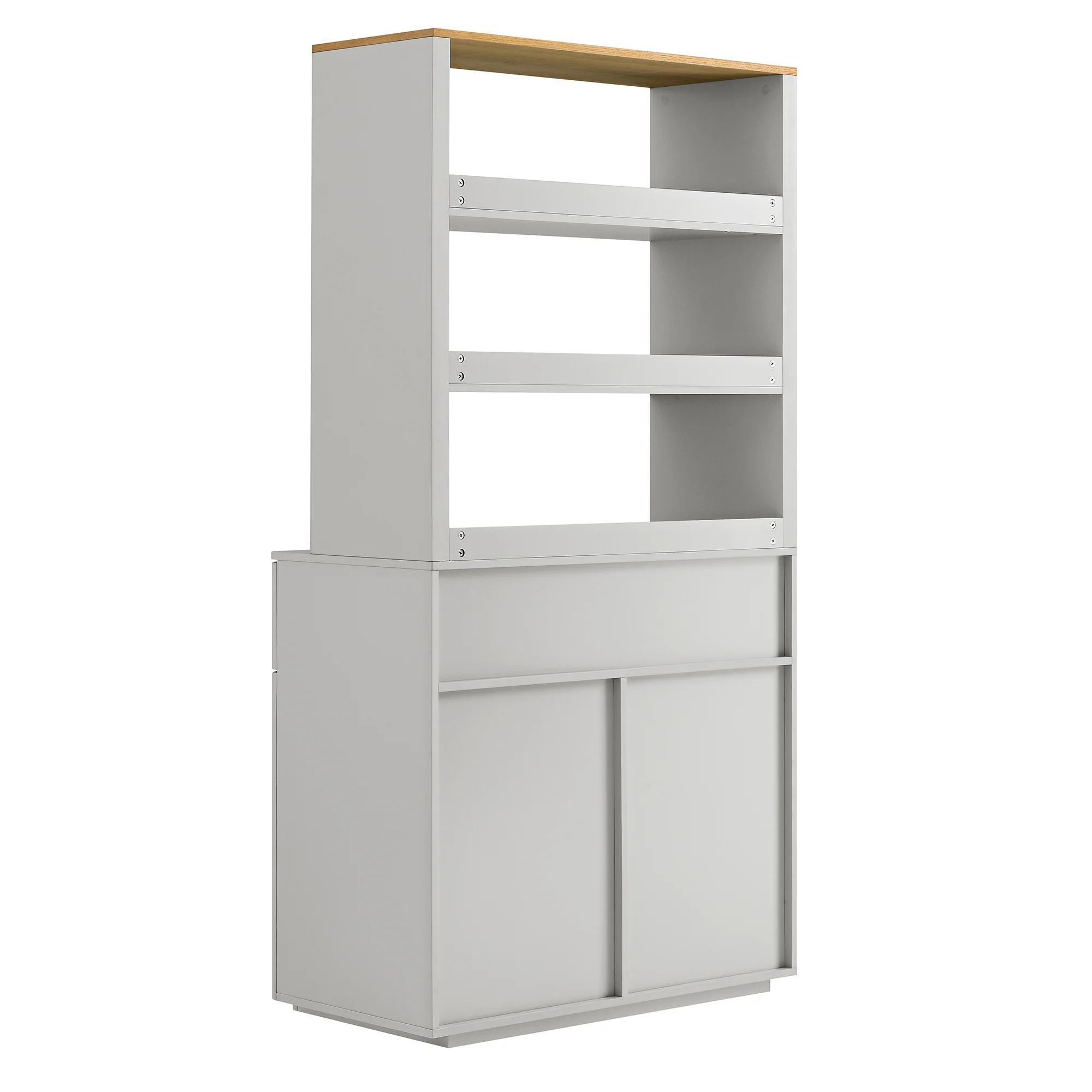 Agnes Curved Edge Dresser, Dove Grey with Oak Top - Image 10