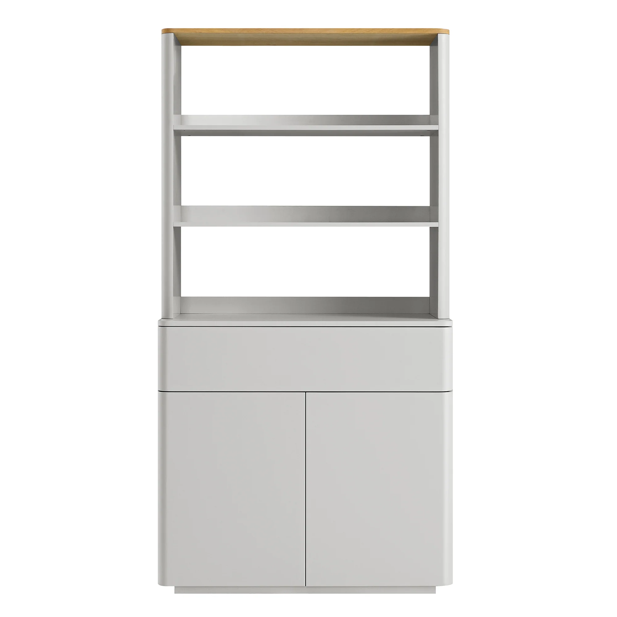 Agnes Curved Edge Dresser, Dove Grey with Oak Top - Image 4
