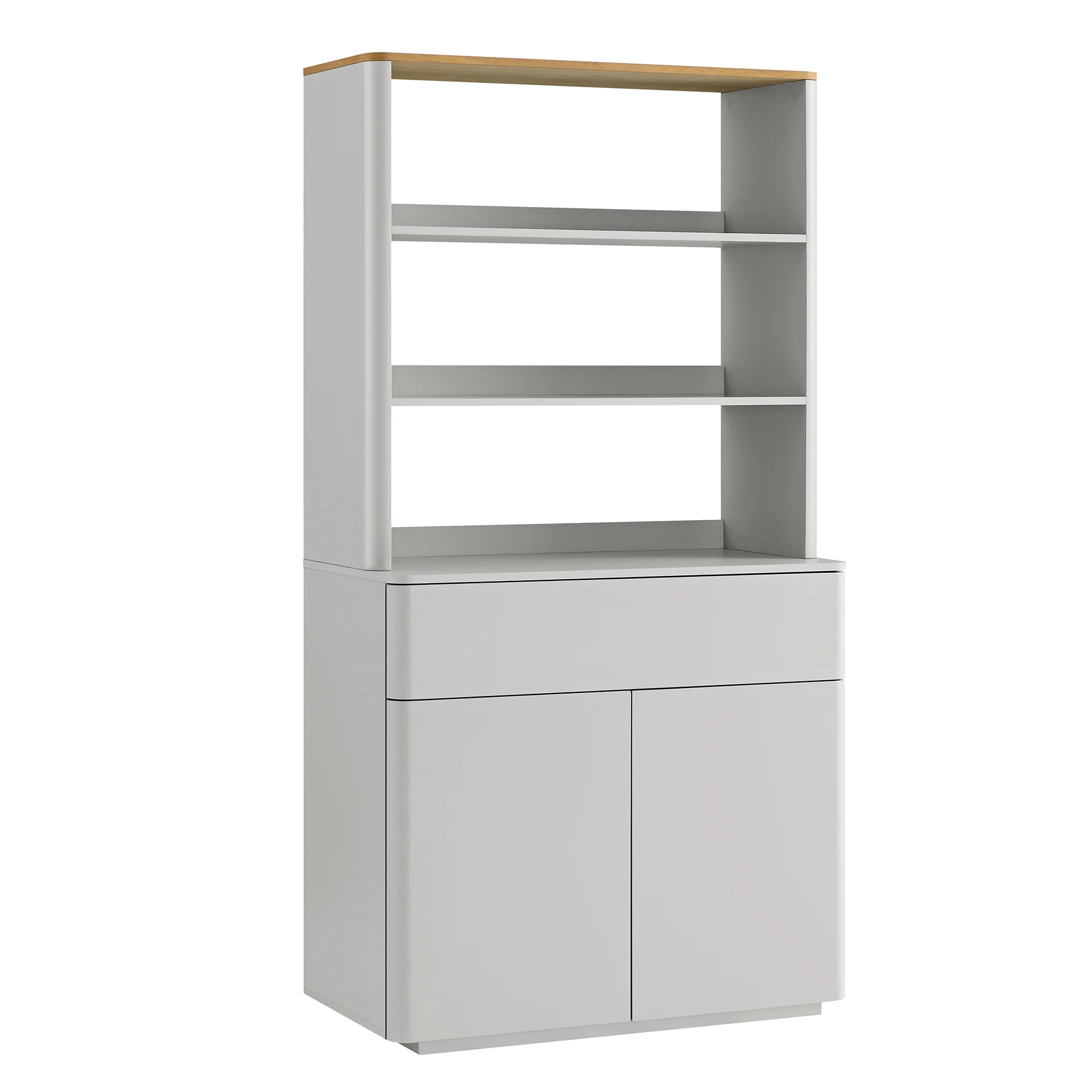 Agnes Curved Edge Dresser, Dove Grey with Oak Top - Image 5
