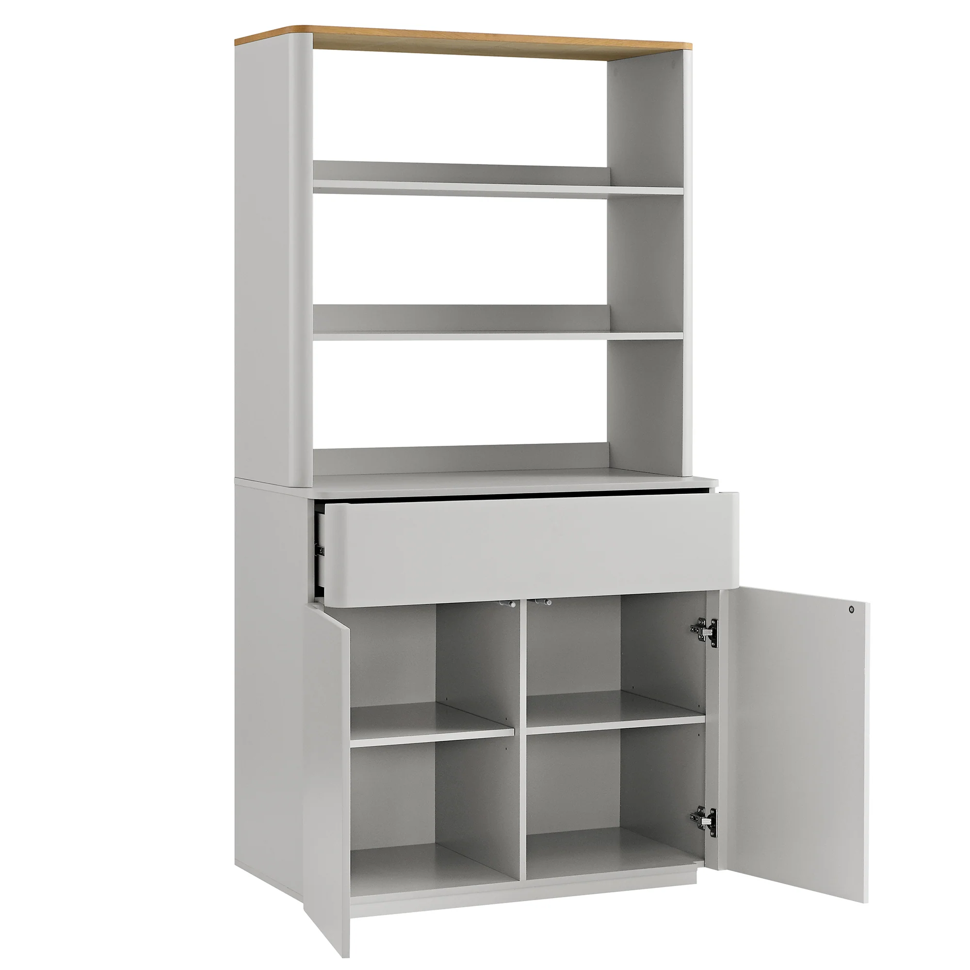 Agnes Curved Edge Dresser, Dove Grey with Oak Top - Image 7