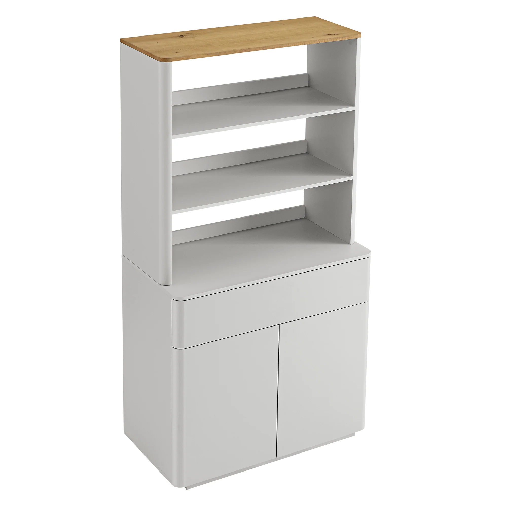 Agnes Curved Edge Dresser, Dove Grey with Oak Top - Image 9