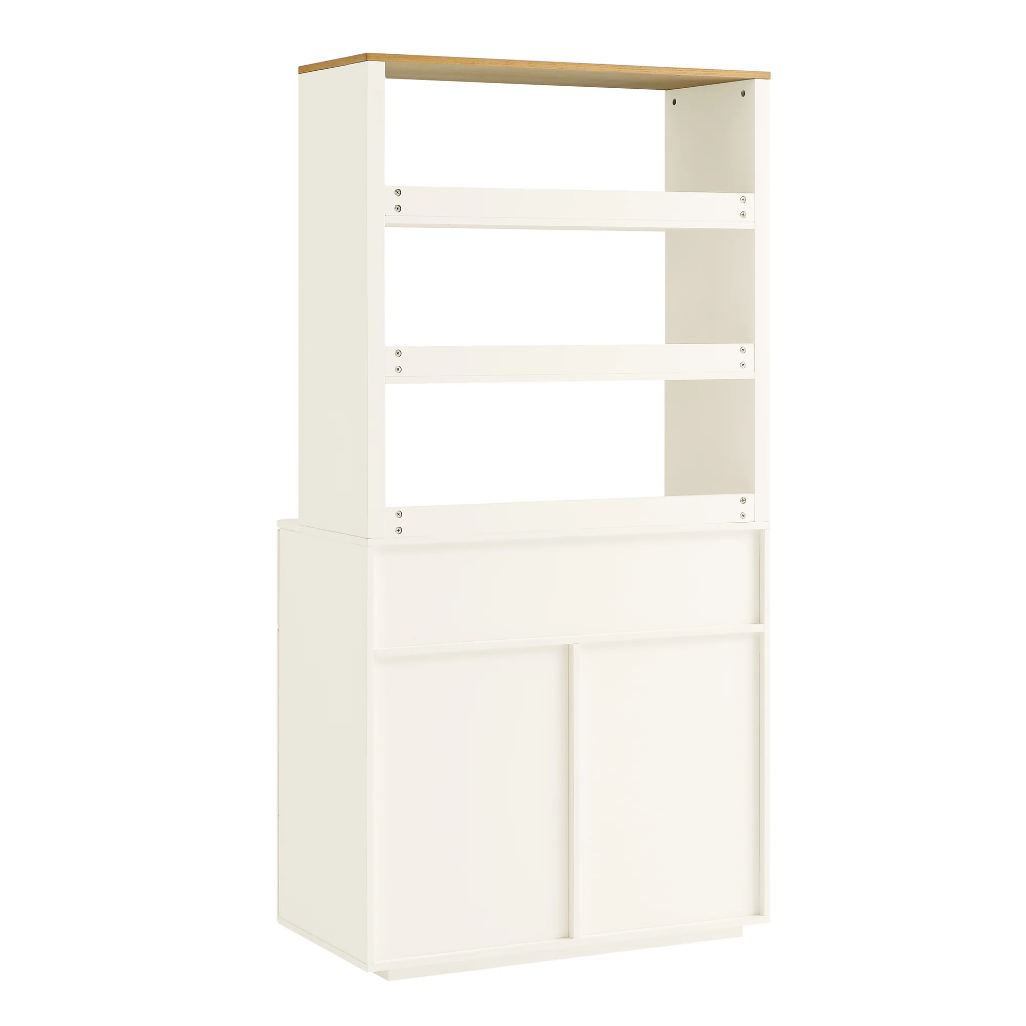 Agnes Curved Edge Dresser, Off White with Oak Top - Image 10